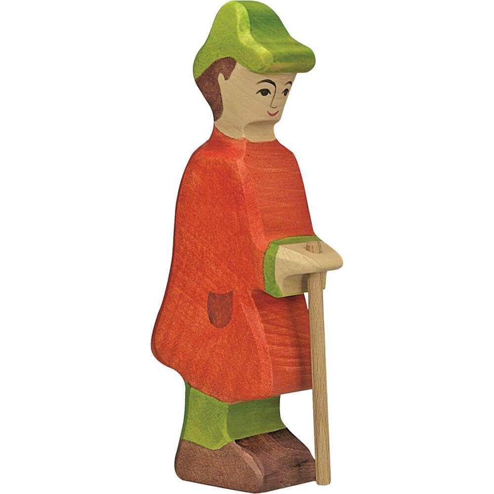 Holztiger Tierfigur HOLZTIGER Hirte mit Stab aus Holz