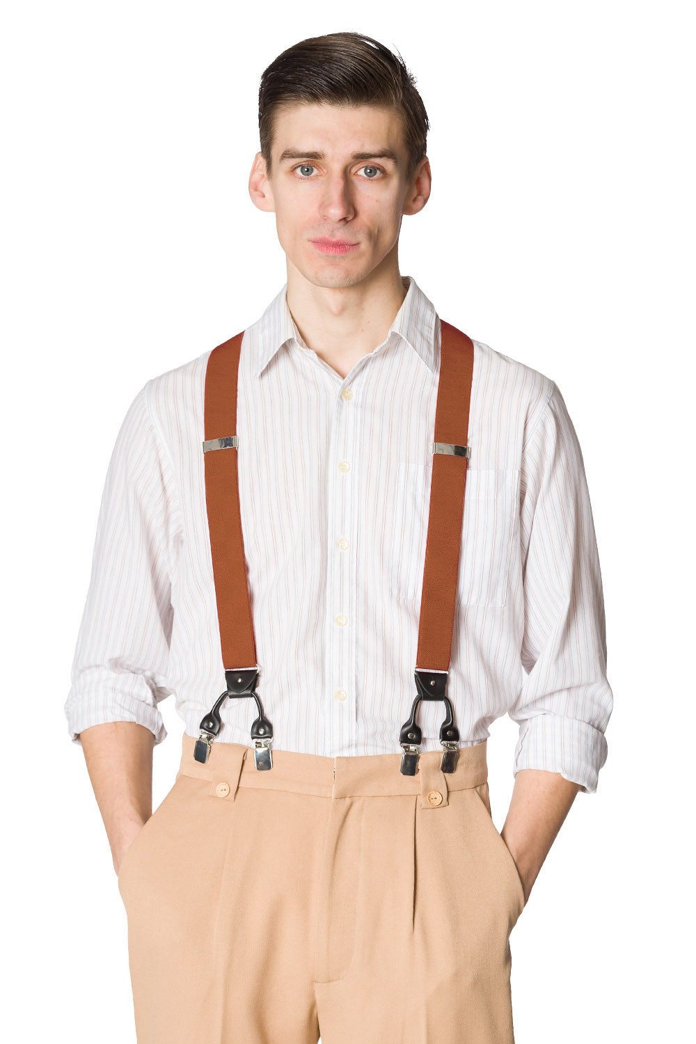 Banned Hosenträger Rockabilly Braces Braun Vintage günstig online kaufen