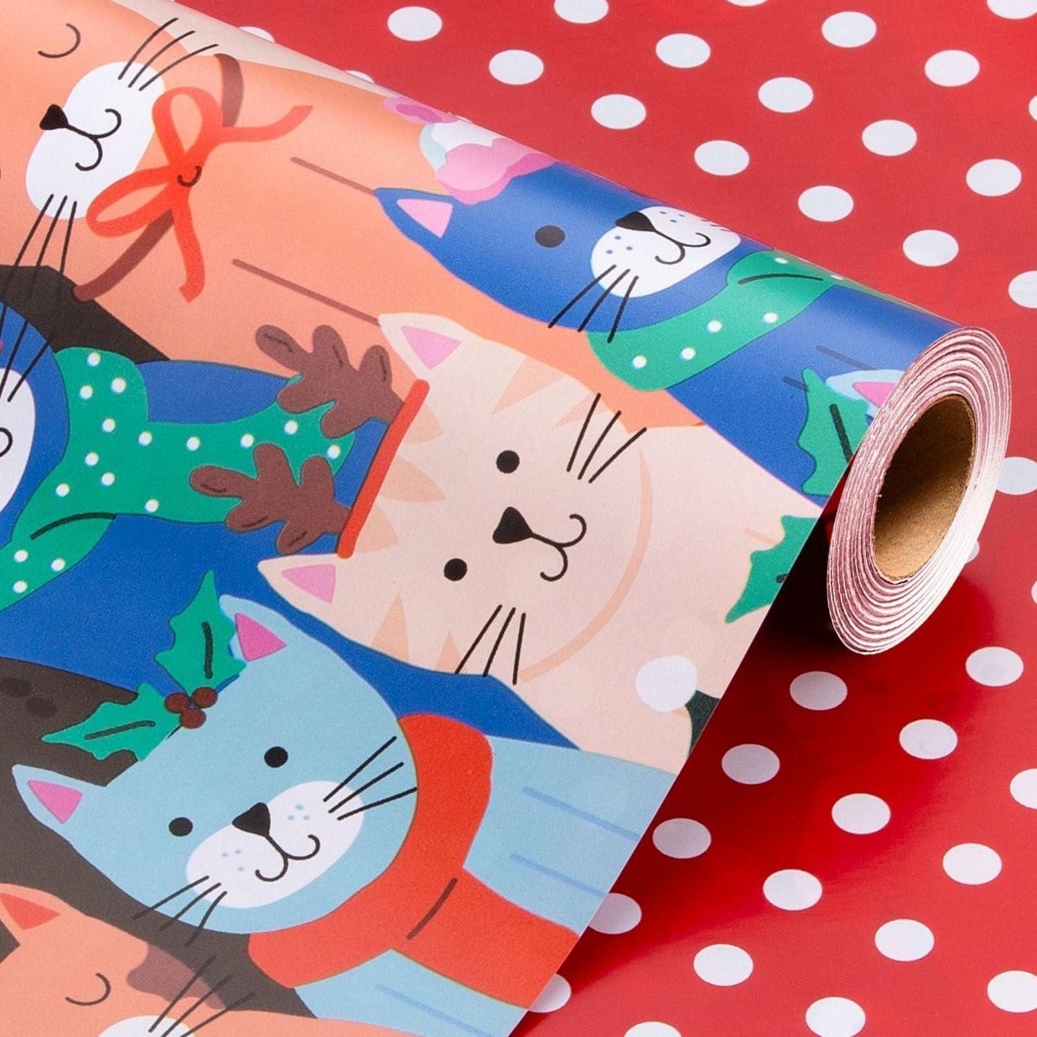 LuxusKollektion Geschenkpapier Geschenkpapier Katzen Rot 43cm x 10m