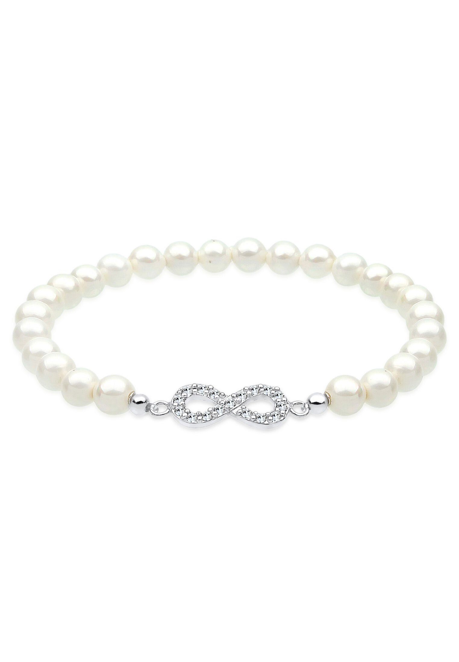 Elli Perlenarmband mit Perlen und Infinity aus Kristalle Weiß