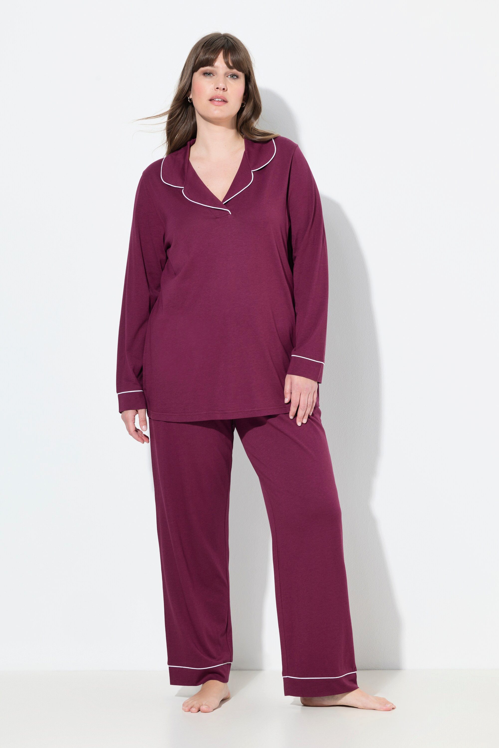 Ulla Popken Pyjama Pyjama Zweiteiler Zierpaspeln günstig online kaufen