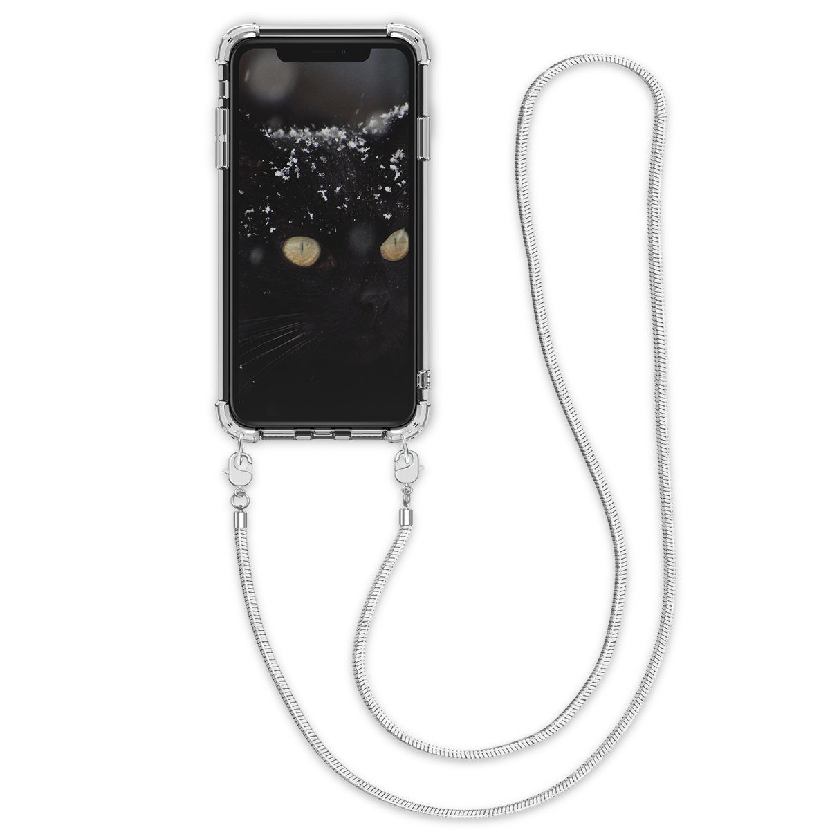 kwmobile Handyhülle Hülle für Apple iPhone XR, mit Metall Kette zum  Umhängen - Silikon Handy Cover Case Schutzhülle