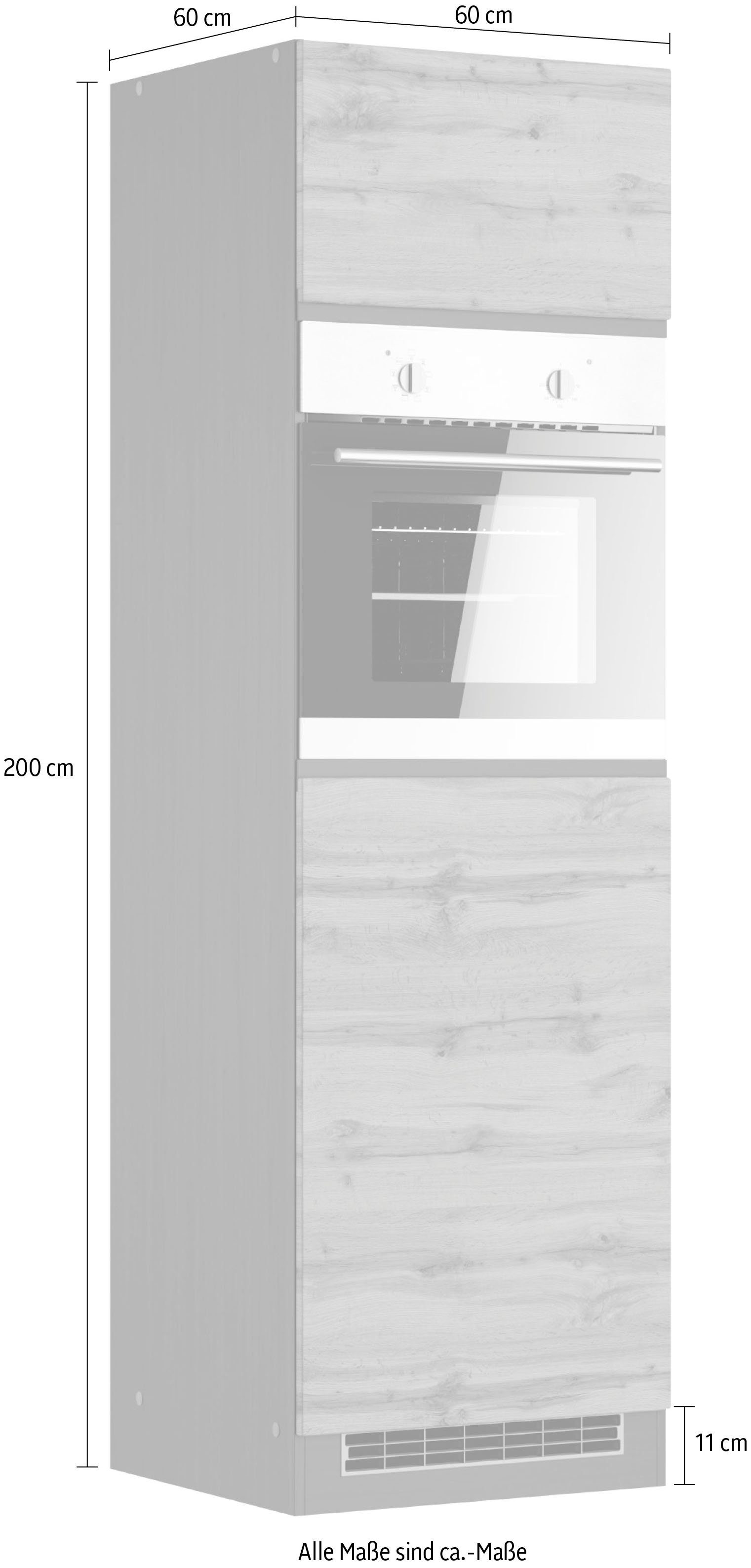 HELD MÖBEL Backofen/Kühlumbauschrank Riesa 60 cm, | grafitgrau wotaneiche MDF-Fronten Breite