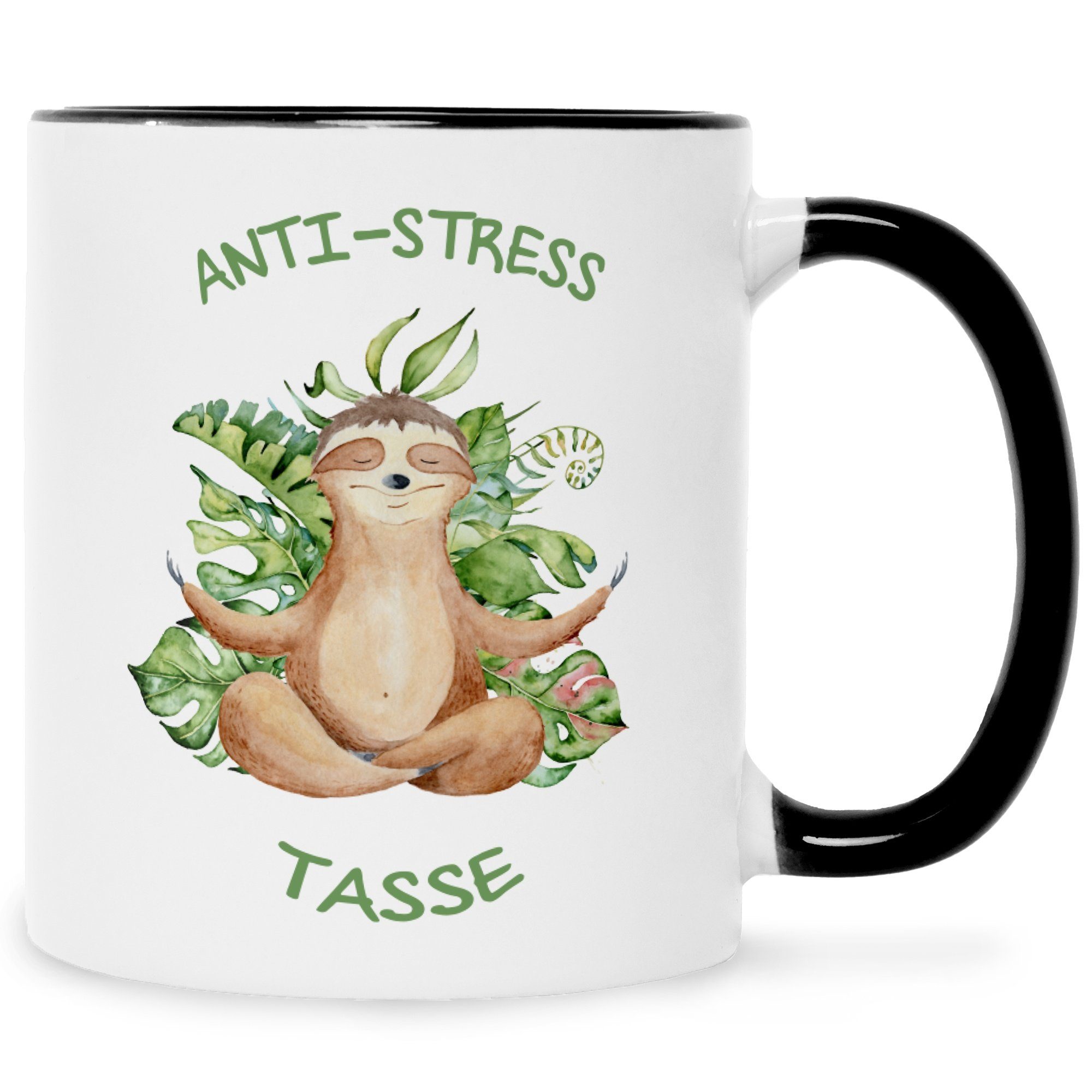 GRAVURZEILE Tasse mit Spruch Anti-Stress Tasse, Keramik, Farbe: Schwarz & Weiß