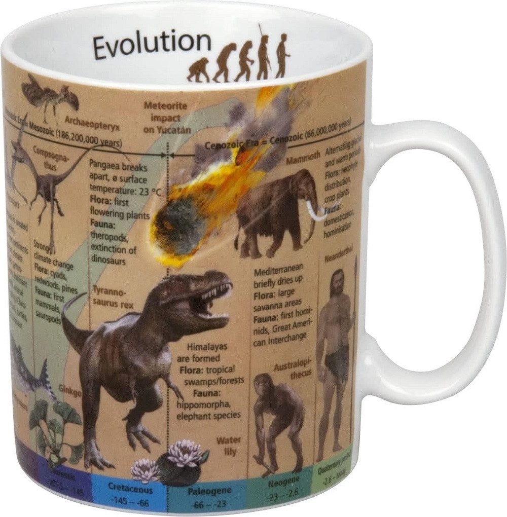 Könitz Tasse Wissensbecher - Evolution (Englisch) - Becher - 490 ml, 1-tlg., Ideal Als Geschenk