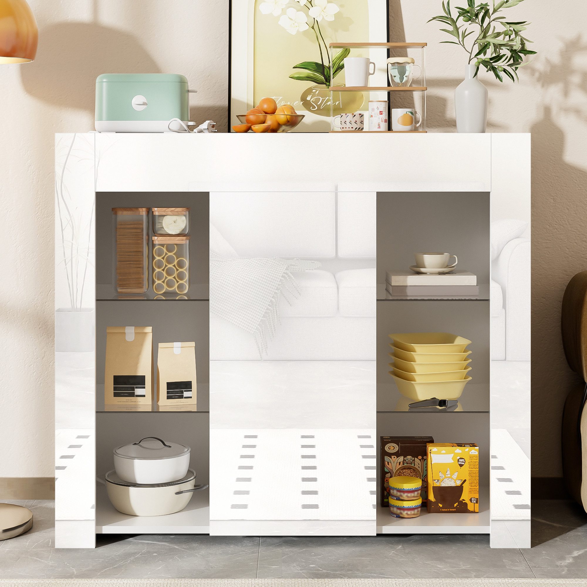 STILVORA Sideboard mit Glasregalen,Aufwahrungsschrank Küchenschrank mit günstig online kaufen