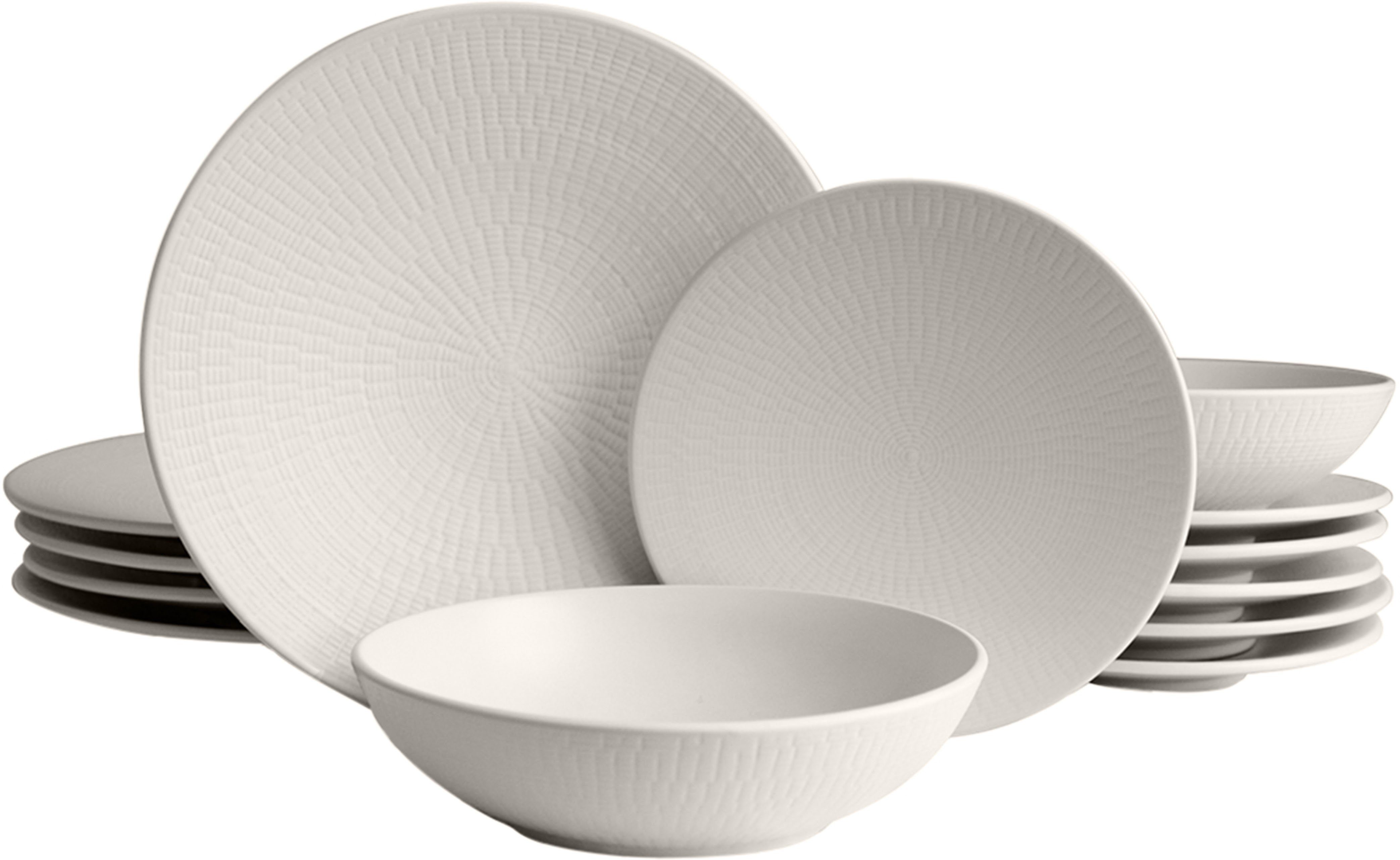 ECHTWERK Tafelservice Blanka Nature-Design (18-tlg), 6 Personen, Steingut, Teller Set, mit Struktur