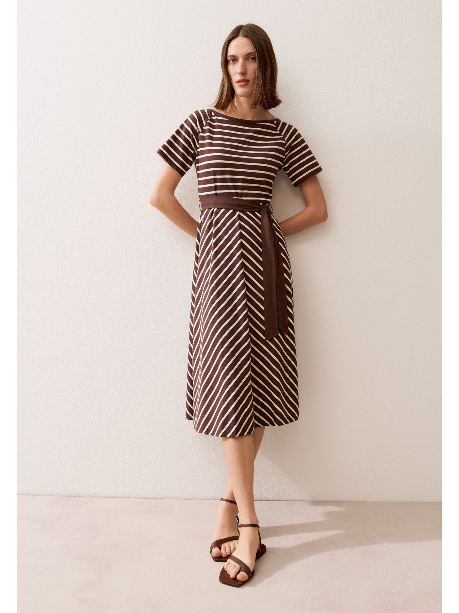 MORE&MORE Jerseykleid sportives Midikleid, Streifen