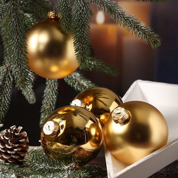 MARELIDA Weihnachtsbaumkugel Christbaumkugel Weihnachtskugel bruchfest gold D: 10cm 4er Set (4 St)