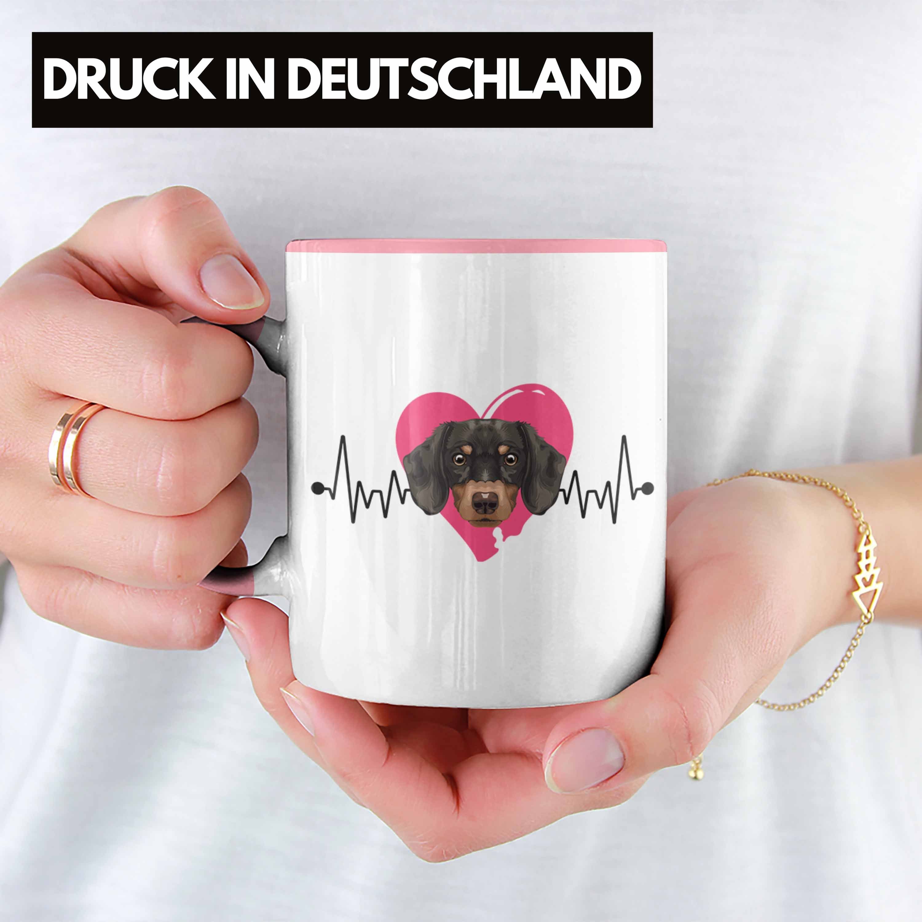 Tasse Dackel Trendation Herzschlag Geschenkidee Rosa Geschenk Lustiger Spruch Besitzer Tasse