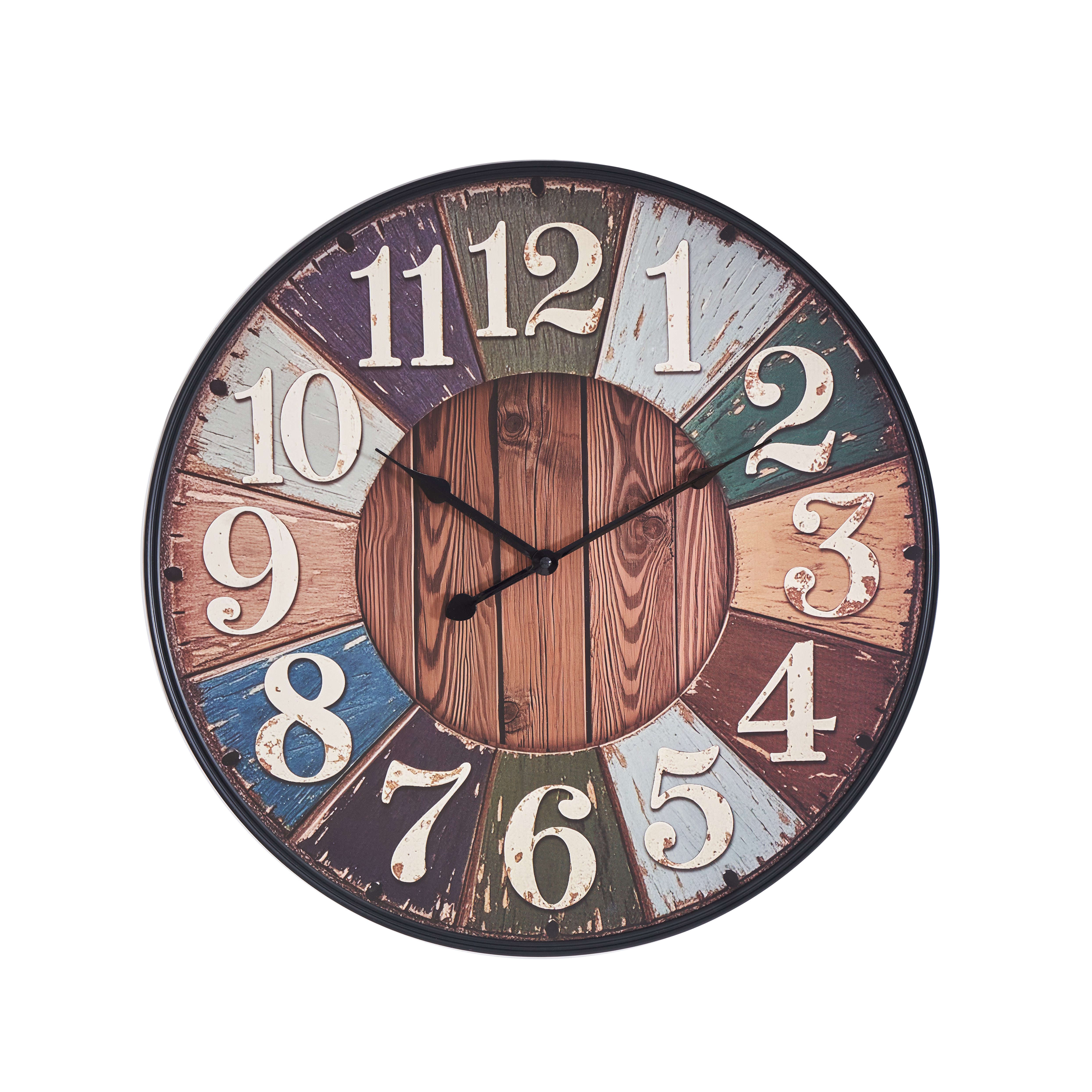 K&L Wall Art Wanduhr Große Vintage Holzuhr Landhaus Wanduhr ohne Tickgeräusche (Retro Stil, leises Uhrwerk)