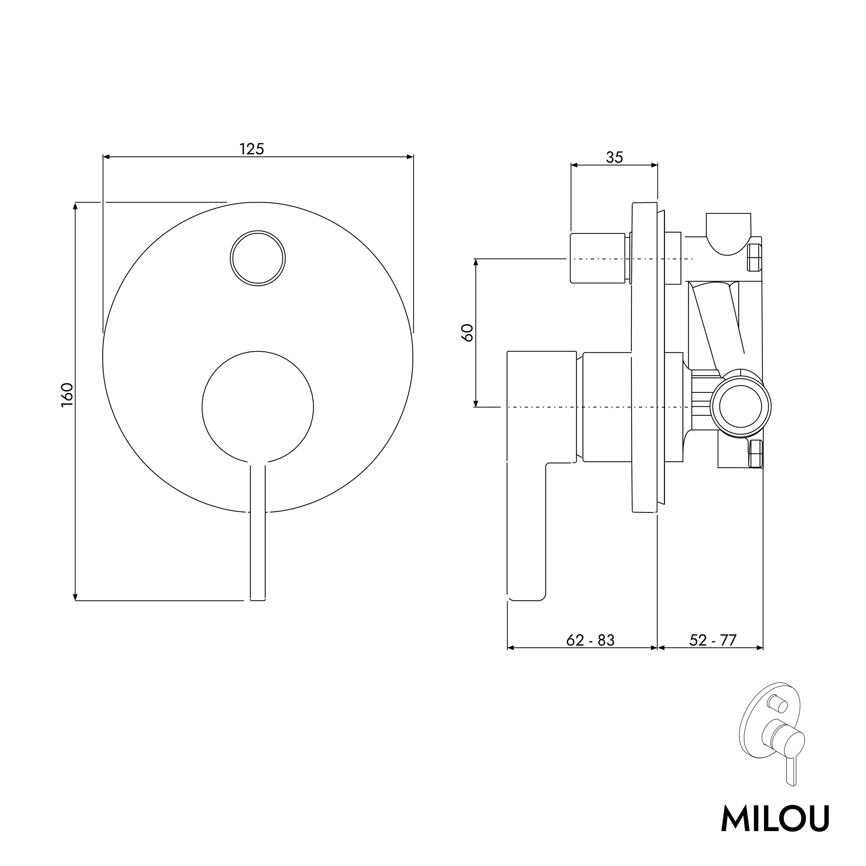 Bernstein Duscharmatur MILOU (Armaturen-Set, 2-St., Duscharmatur MILOU; Unterputz-Grundkörper) Unterputzarmatur, ein Verbraucher, 21 l/min, Grundkörper inklusive