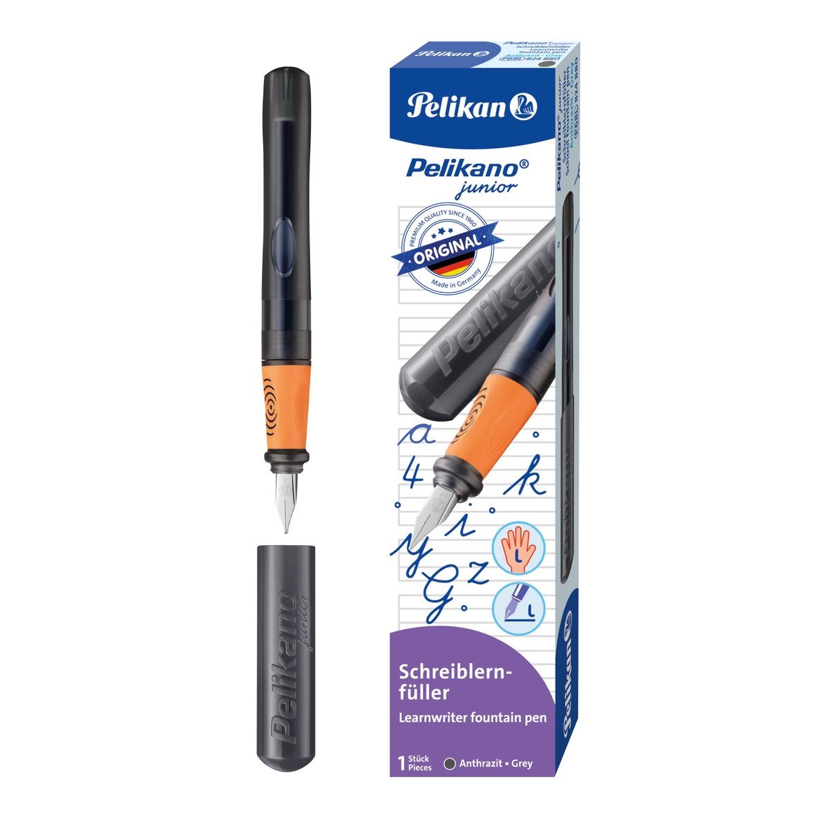 HAMELIN PAPERBRANDS Füller Pelikan Schreiblernfüller Pelikano Junior L anthrazit für Linkshänder