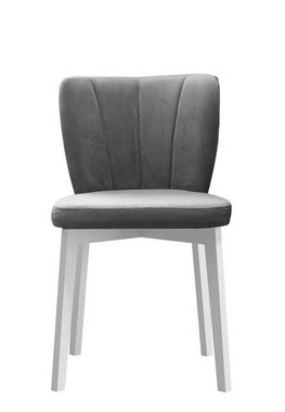 Beautysofa Polsterstuhl Madison (aus Velours, Relaxstuhl mit Holzbeine in weiß / schwarz / buche), im modernes Stil, Stuhl mit gepolsterte Rückenlehne