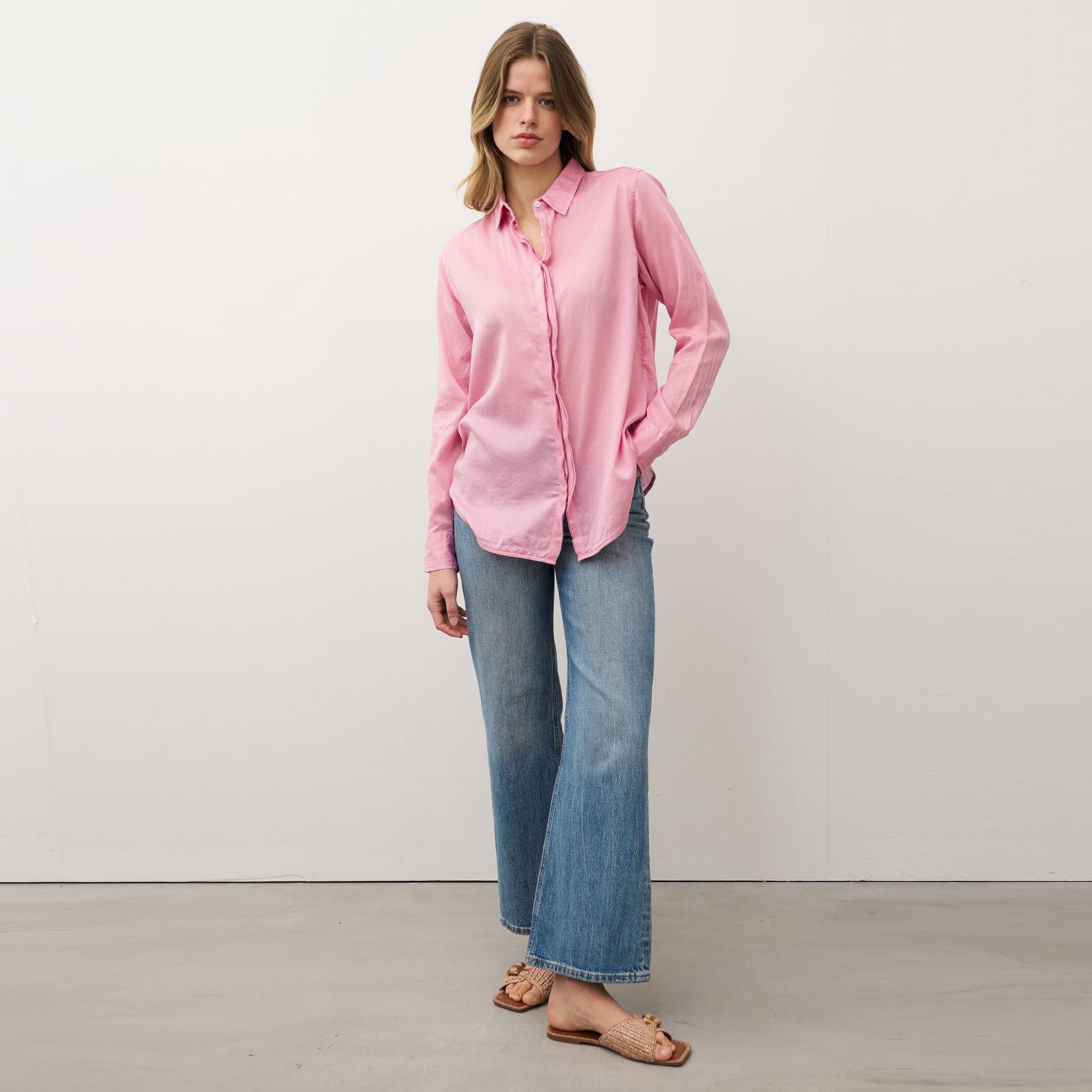 0039 Italy Langarmbluse Bluse MIRA FRILL aus Baumwolle günstig online kaufen