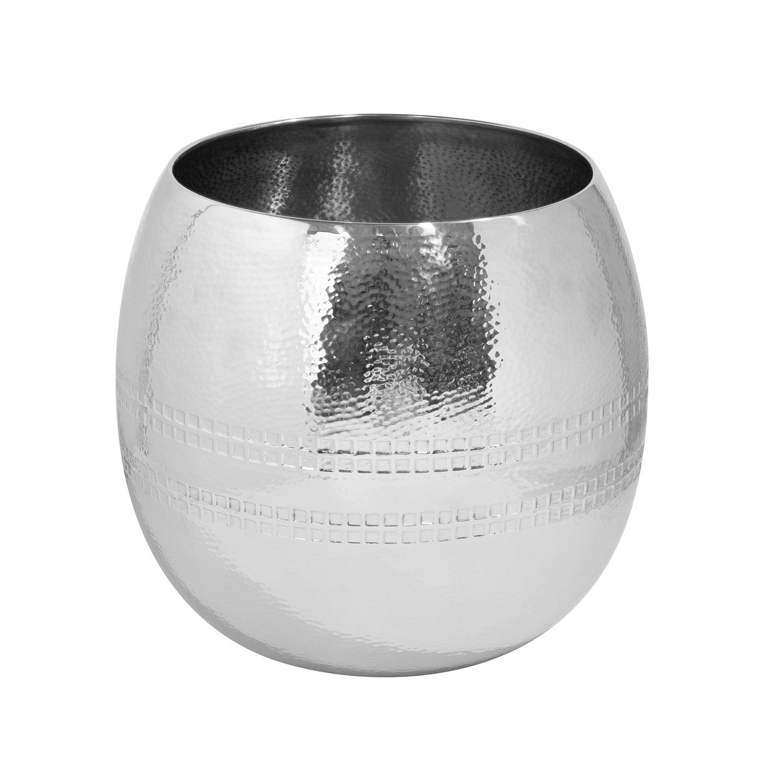 Fink Übertopf CARUS Übertopf - silber - Edelstahl - H. 40,5cm x B. 39,4cm x D. 40cm (1 St., Pflanzhülle - Töpferhülle), Blumentopf mit Topfuntersetzer - Dekotopf & Pflanzübertopf Set