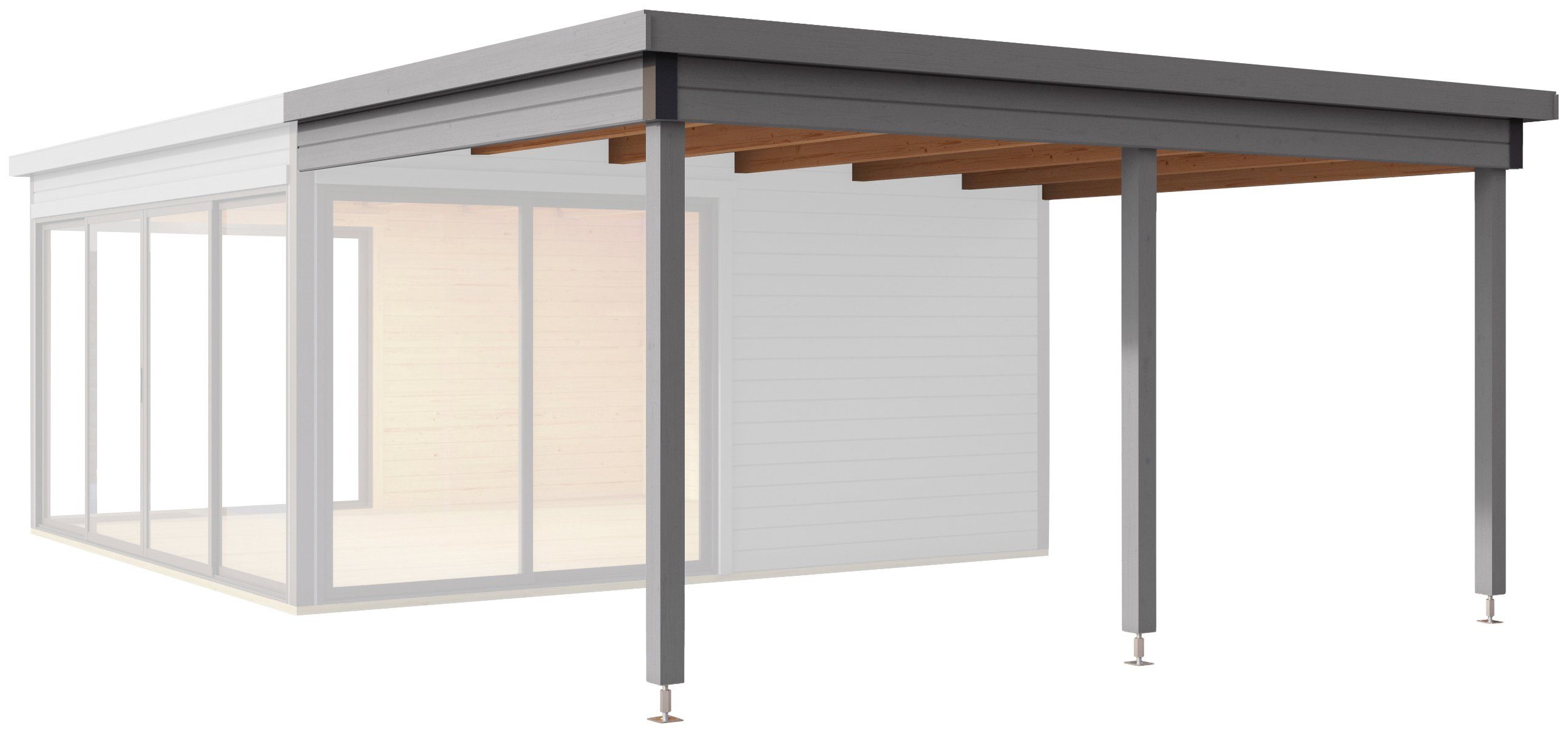 LASITA MAJA Gartenhaus-Anbaudach DOMEO 5 DACHVERLÄNGERUNG LICHTGRAU, BxT: 437,6x300 cm, für Domeo 5