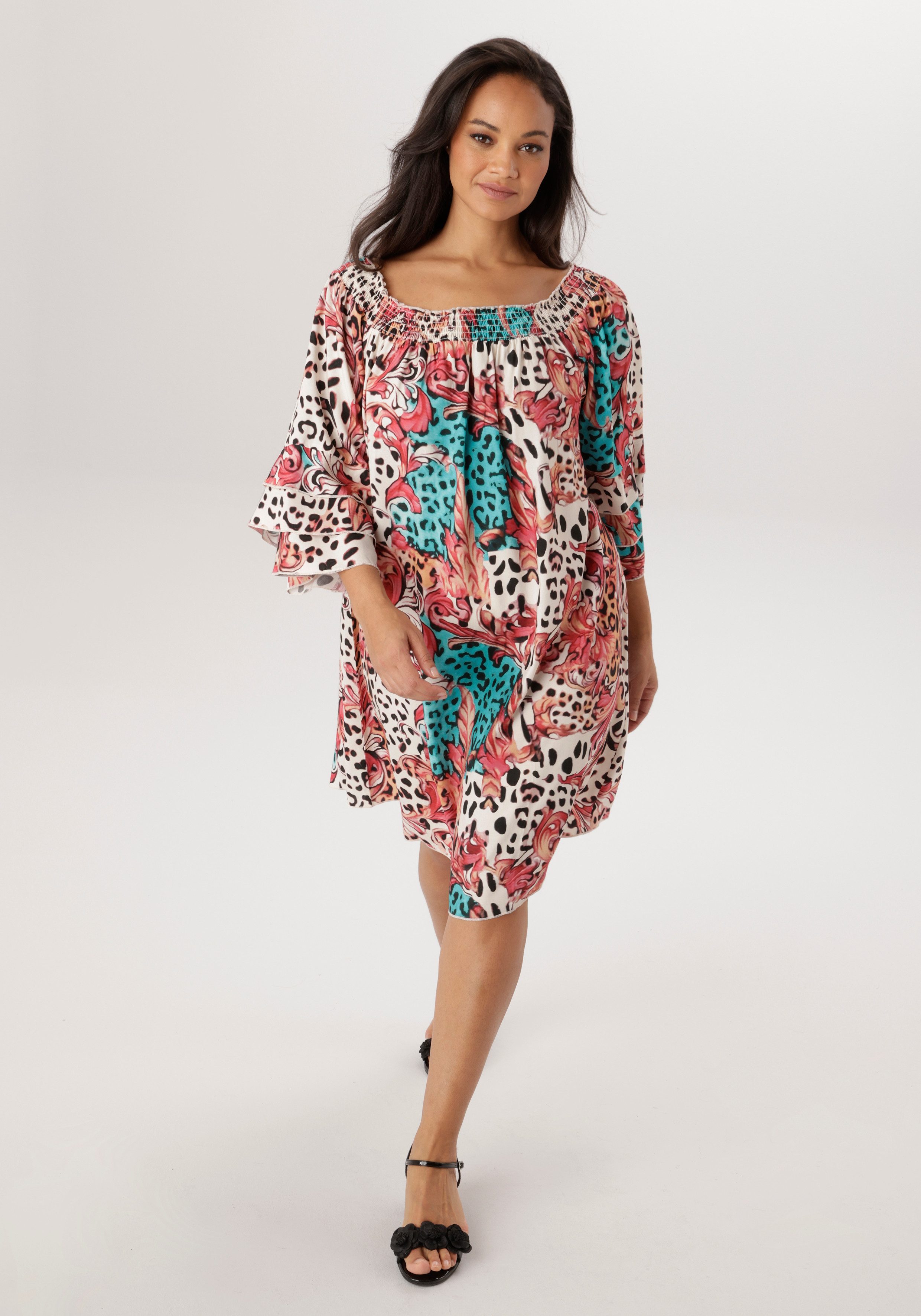 Aniston PLUS Blusenkleid mit Gummizug am Ausschnitt- NEUE KOLLEKTION günstig online kaufen