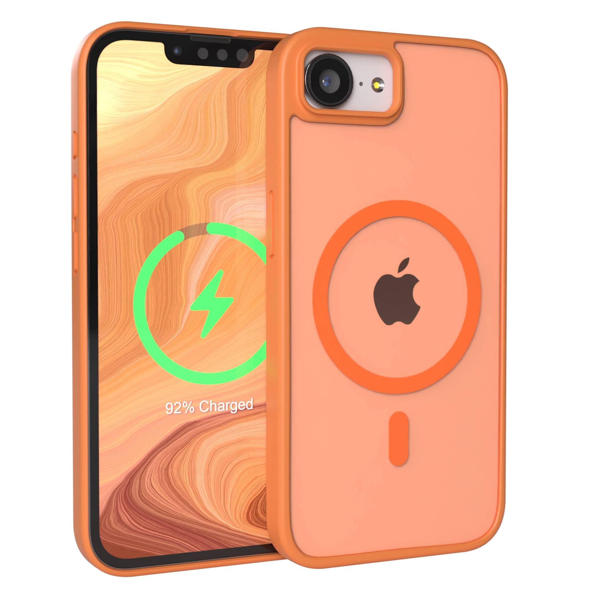 EAZY CASE Handyhülle Outdoor Case MagSafe für Apple iPhone 16e 6,1 Zoll, Outdoor Case Handyhülle mit MagSafe Bumper leuchtend Orange