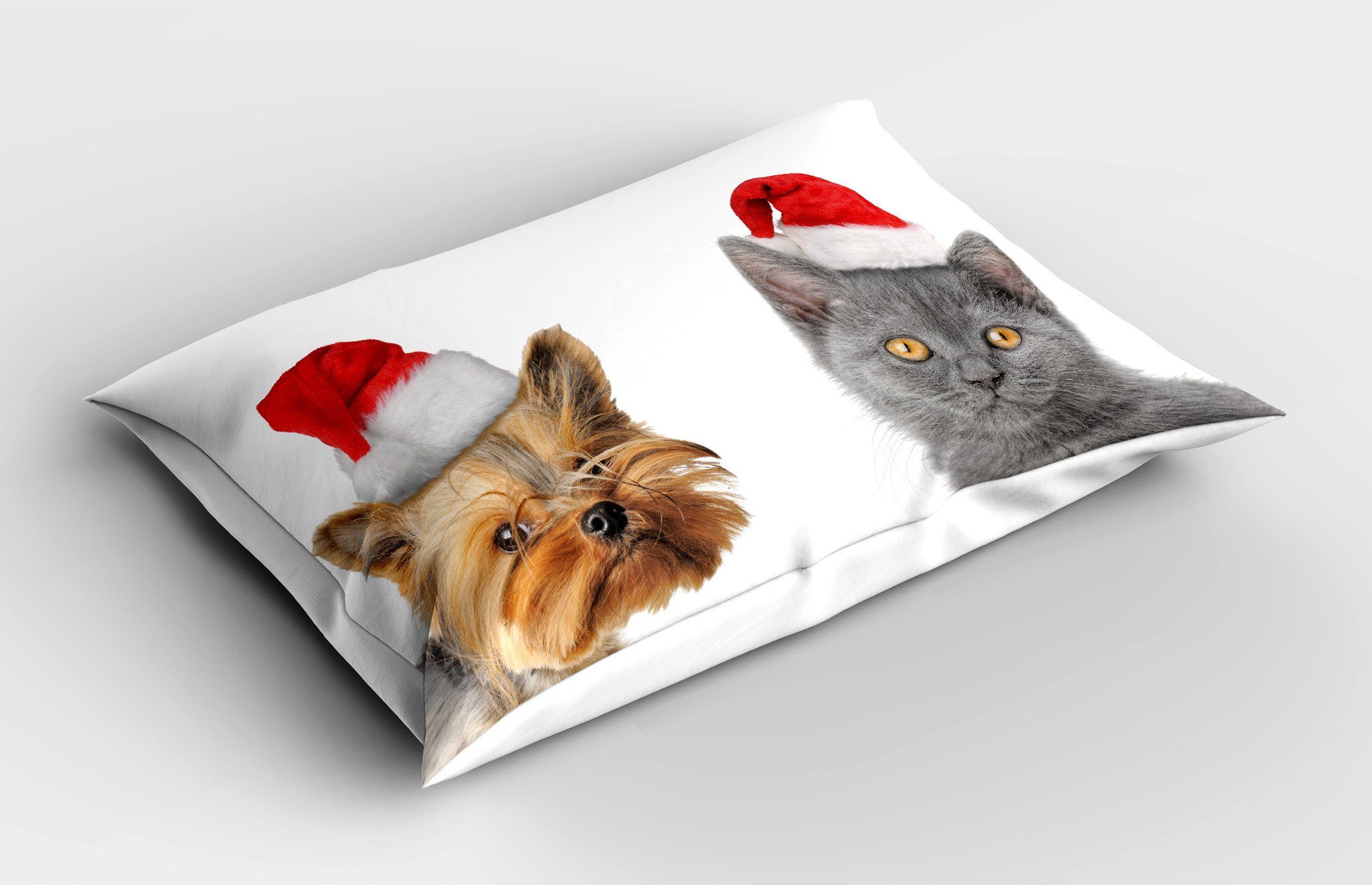 Kissenbezug, Dekorativer Hund Weihnachtsmütze Size (1 Kissenbezüge Gedruckter Katze Standard Weihnachten Abakuhaus Stück), King