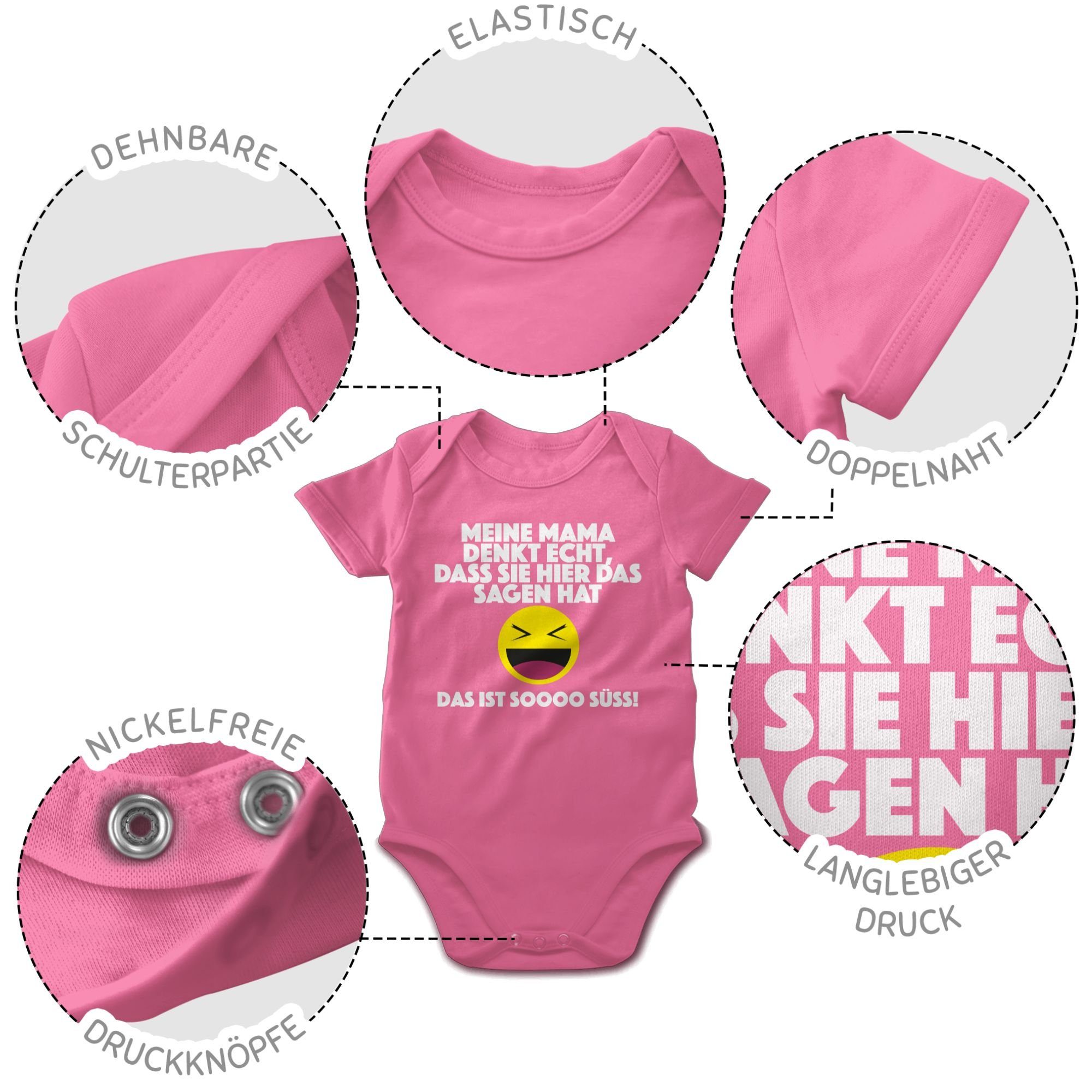 Shirtracer Shirtbody Emoticon hat. Meine denkt echt, Mama Das Sprüche sie hier Pink das 3 ist Baby - sagen dass