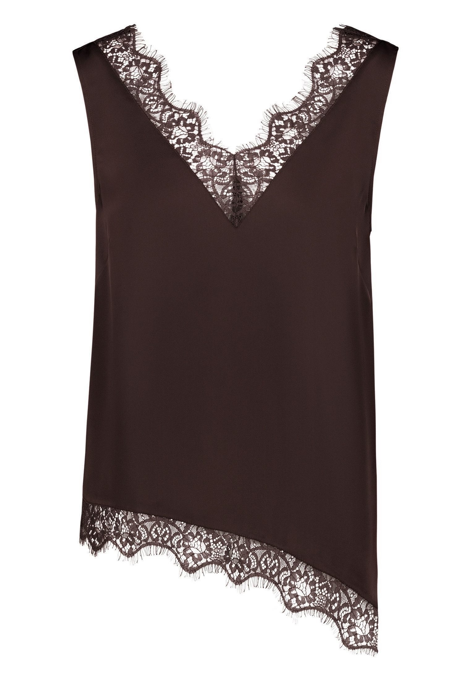 Zero Satinbluse Damen mit Spitzeneinsatz