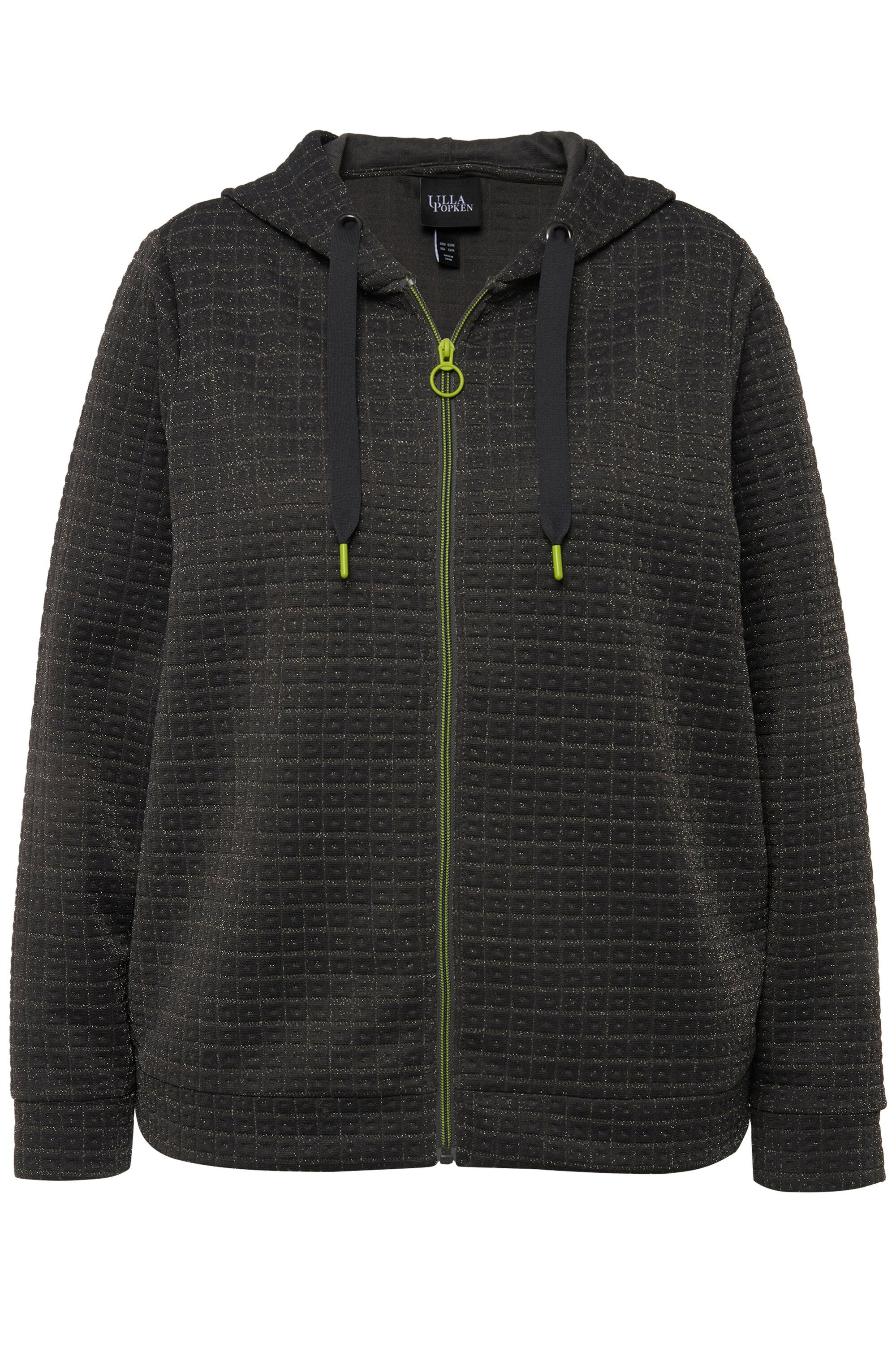 Ulla Popken Sweatjacke Kapuzenjacke Metallic-Effekt Struktur günstig online kaufen