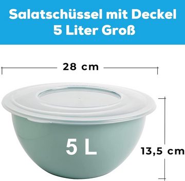 2friends Rührschüssel 3er Set Schüssel mit Deckel Vielseitige Salatschüssel, Kunststoff, Rührschüssel Trendfarbe: Grün, Ø 28 cm, EU-Fertigung