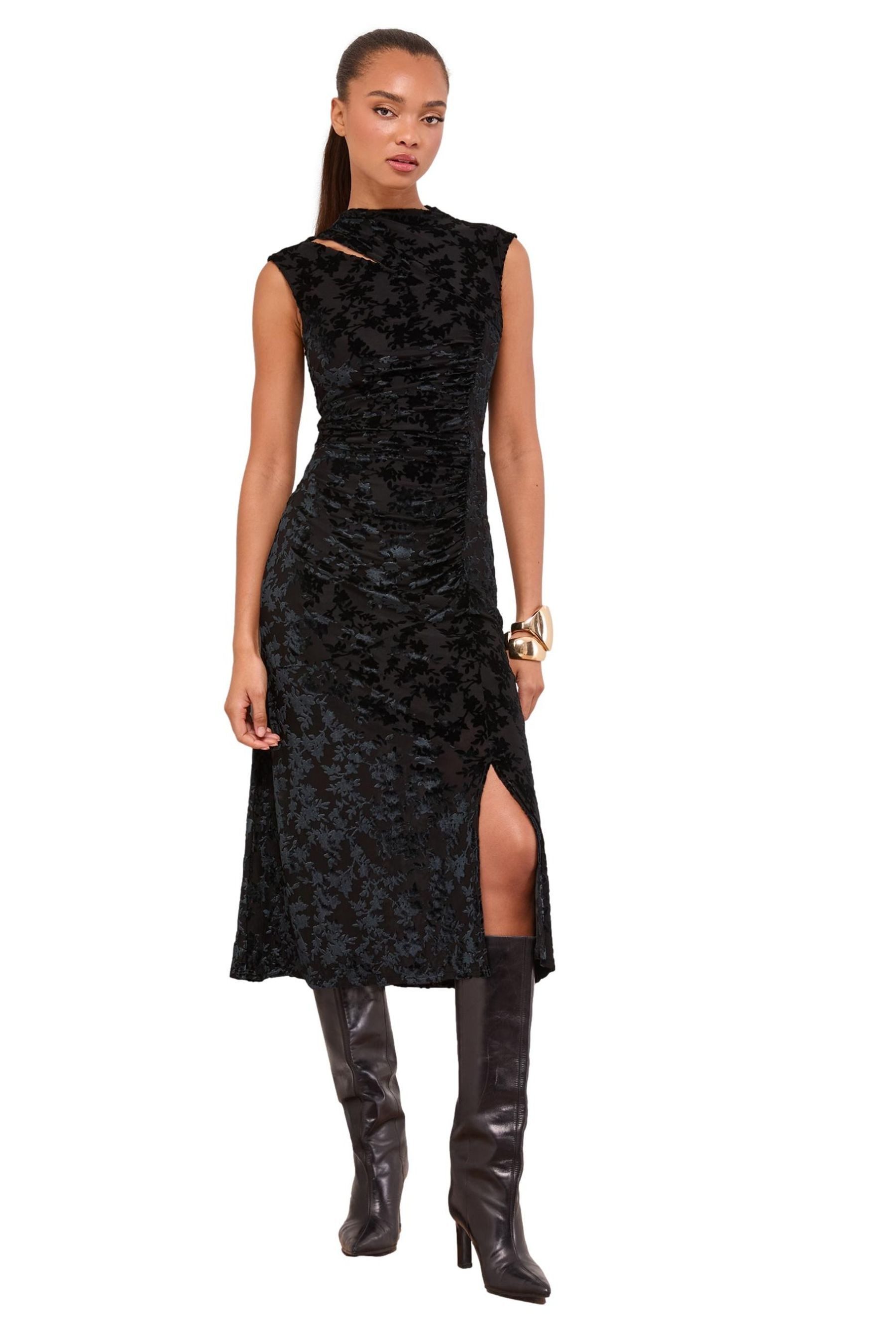 Midikleid Lipsy Ärmelloses Devore-Midikleid, tailliert