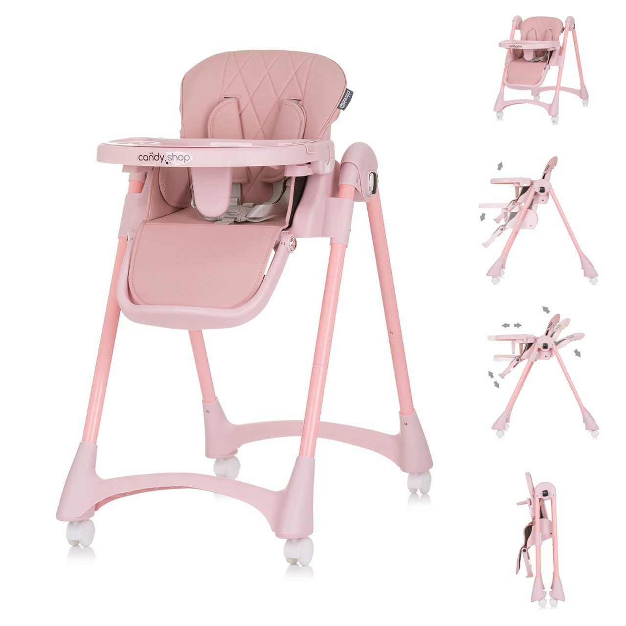 Chipolino Kombihochstuhl Kinderhochstuhl Candy Shop, 4 Räder, verstellbar, günstig online kaufen