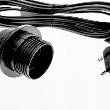 TRANGO Pendelleuchte, 1011-350B Lampenfassung mit ON/OFF Schalter – E27 Fassung schwarz mit 3,5m Netzkabel I Schraubring I Schalter, Lampenaufhängung, Pendelleuchte, Hängeleuchte