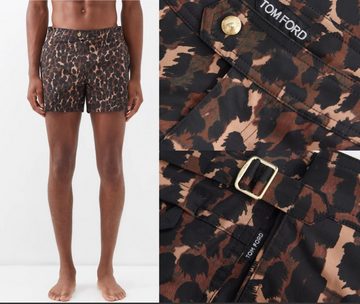 Tom Ford Shorts TOM FORD Waist-adjuster Leopard-Print Swim Shorts Pants Bermuda Badesh
