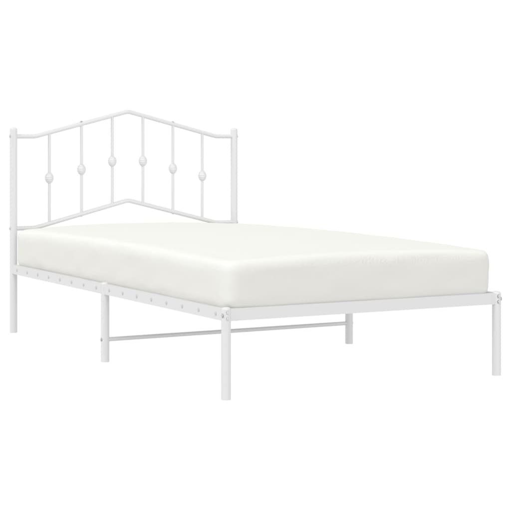 Bett Bettgestell mit Kopfteil Metall Weiß 107x203 cm