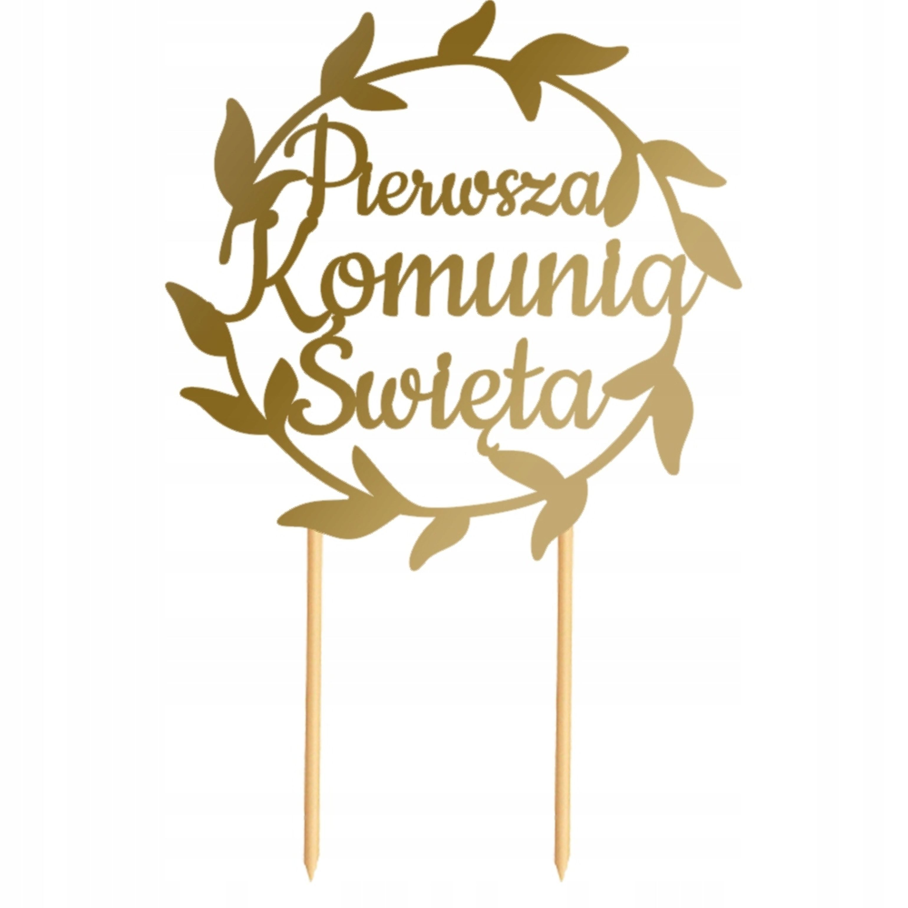 Festivalartikel Tortenmodellierer Torten Topper Kommunion Gold Blätter IHS Kuchen Deko, (1-tlg)