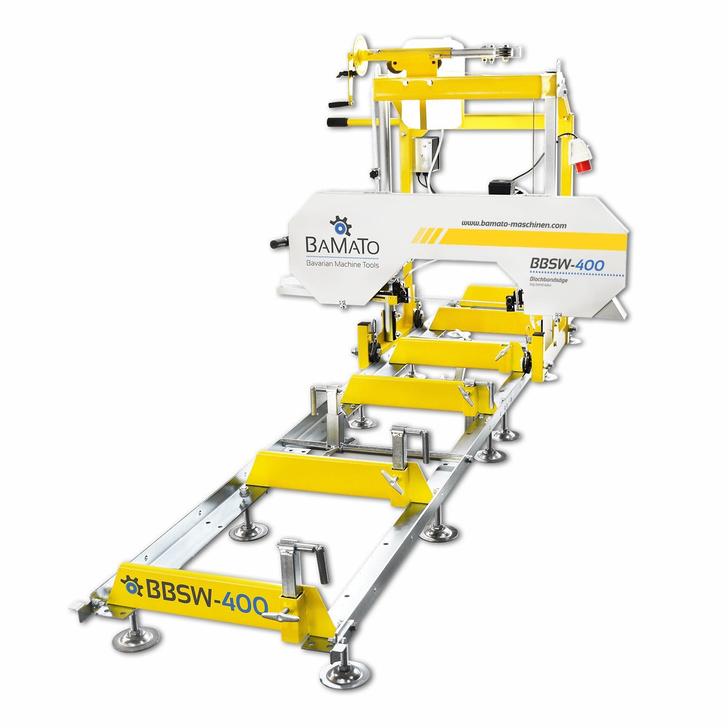 BBSW-400, 1-St., Blockbandsäge Holzbandsäge BAMATO kugelgelagerte Kühlmitteleinrichtung, Bandführung,