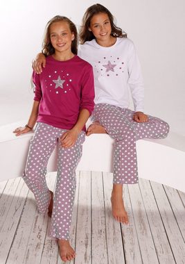 petite fleur Pyjama (Set, 4 tlg., 2 Stück) modischer Sternendruck auf den Shirts und Hosen