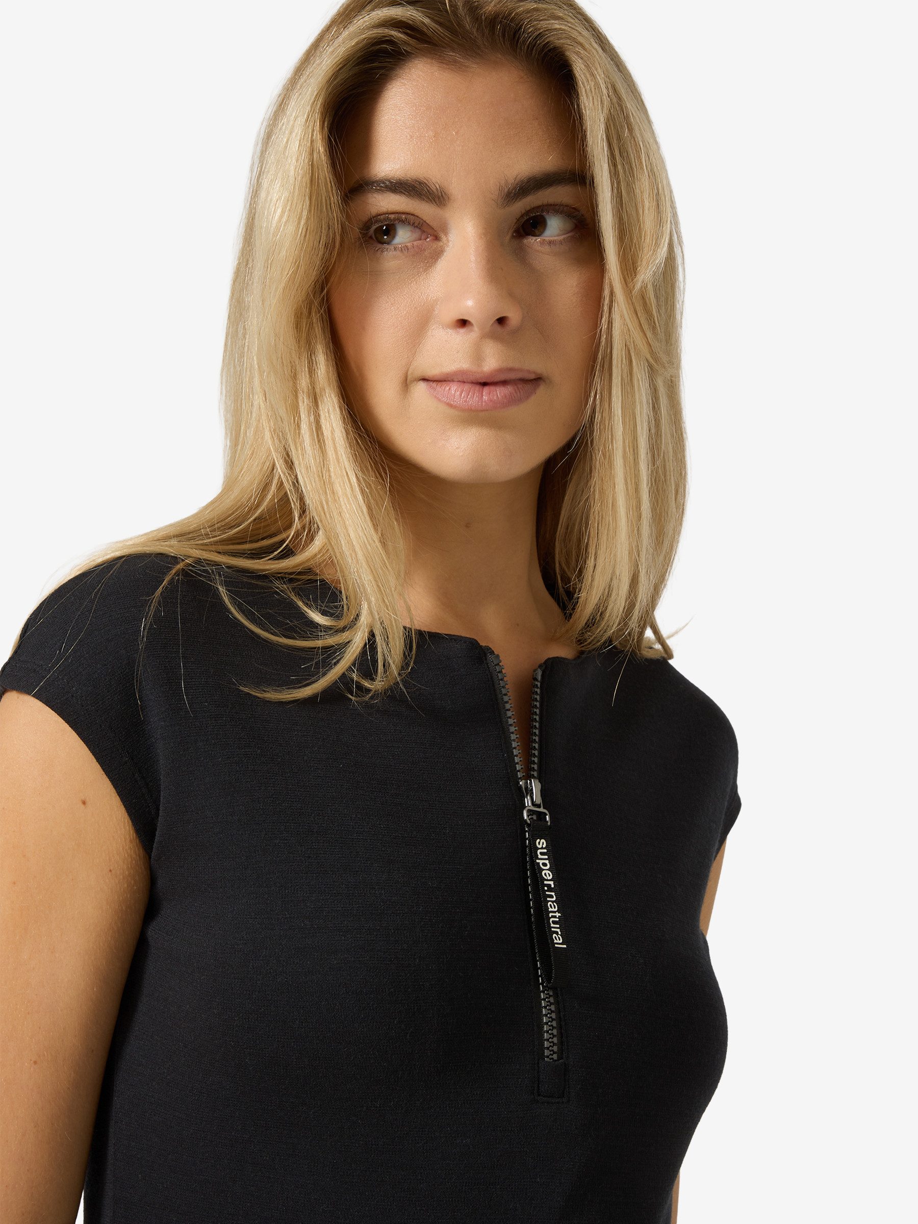 SUPER.NATURAL Sweatkleid für Damen, nachhaltig, Merino W ZIP BIO DRESS modern, atmungsaktiv