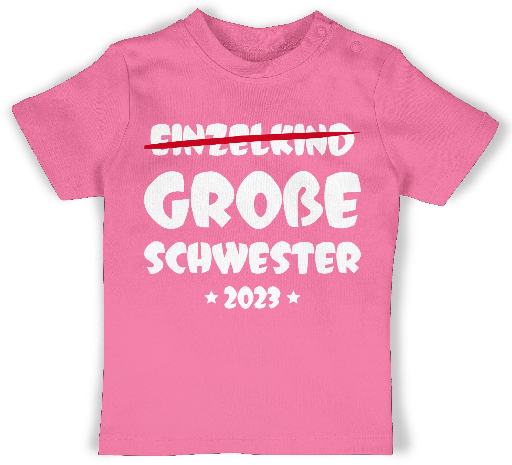 1 Einzelkind Pink 2023 Große Schwester Große T-Shirt Schwester Shirtracer