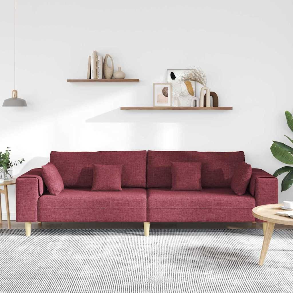 vidaXL Sofa Stoffsofa mit Kissen Weinrot günstig online kaufen