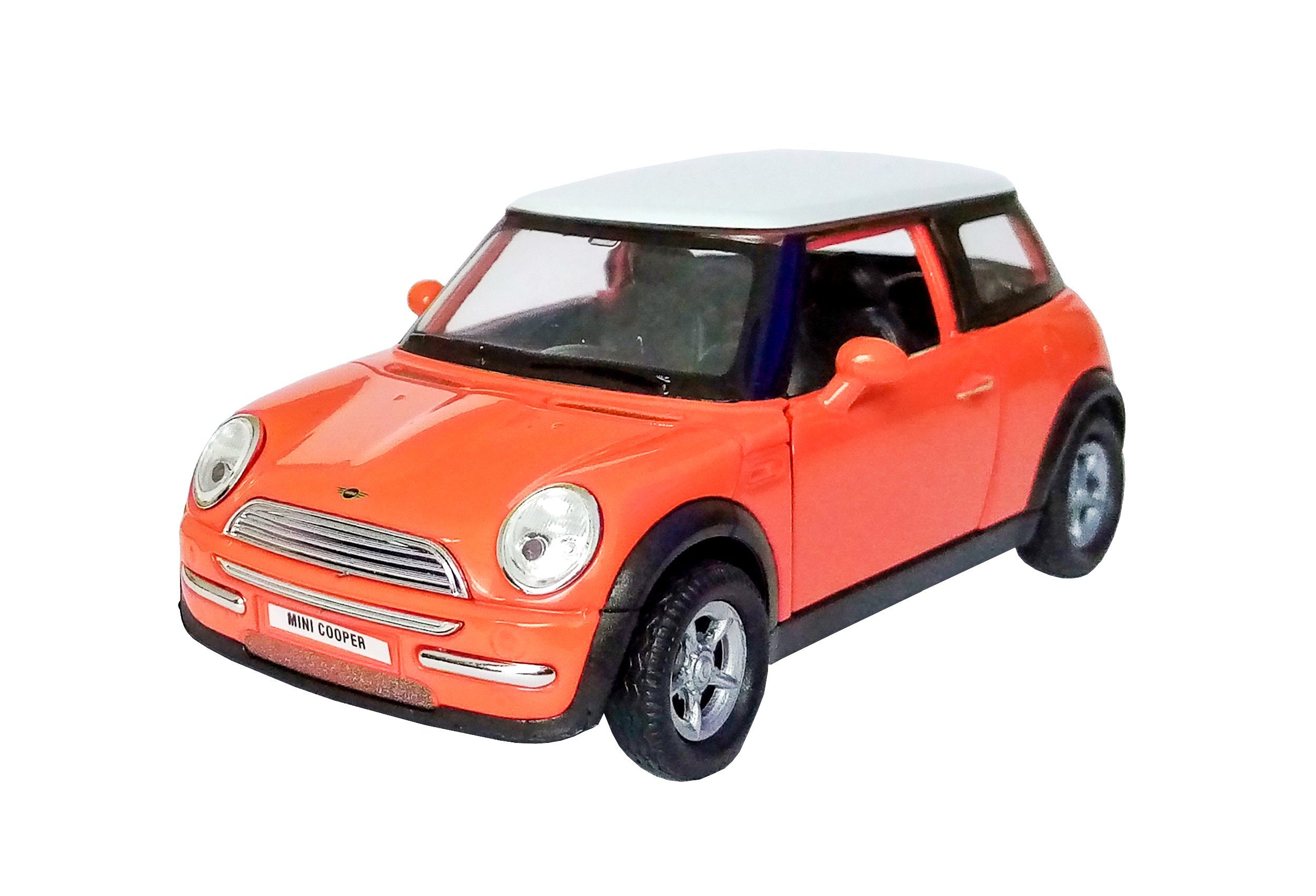 Welly Modellauto Mini Cooper 10cm Modellauto Modell Auto Spielzeugauto 08 (Orange), Metall Welly Fahrzeug Spielzeug Kinder Geschenk
