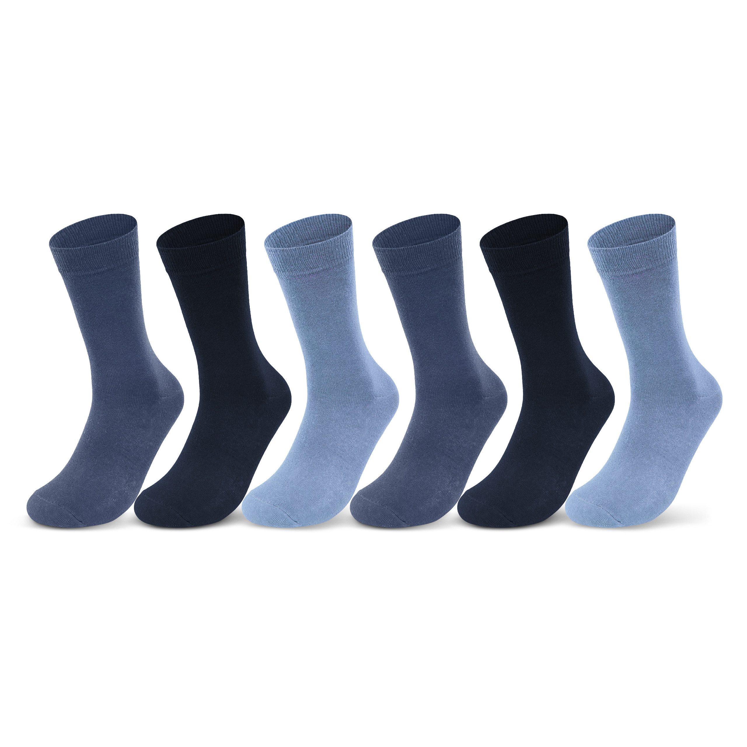 sockenkauf24 Basicsocken 6 oder 12 Paar Socken Damen & Herren Business Socken Baumwolle (Jeansmix, 6-Paar, 35-38) Komfortbund atmungsaktiv - Basicline 70203