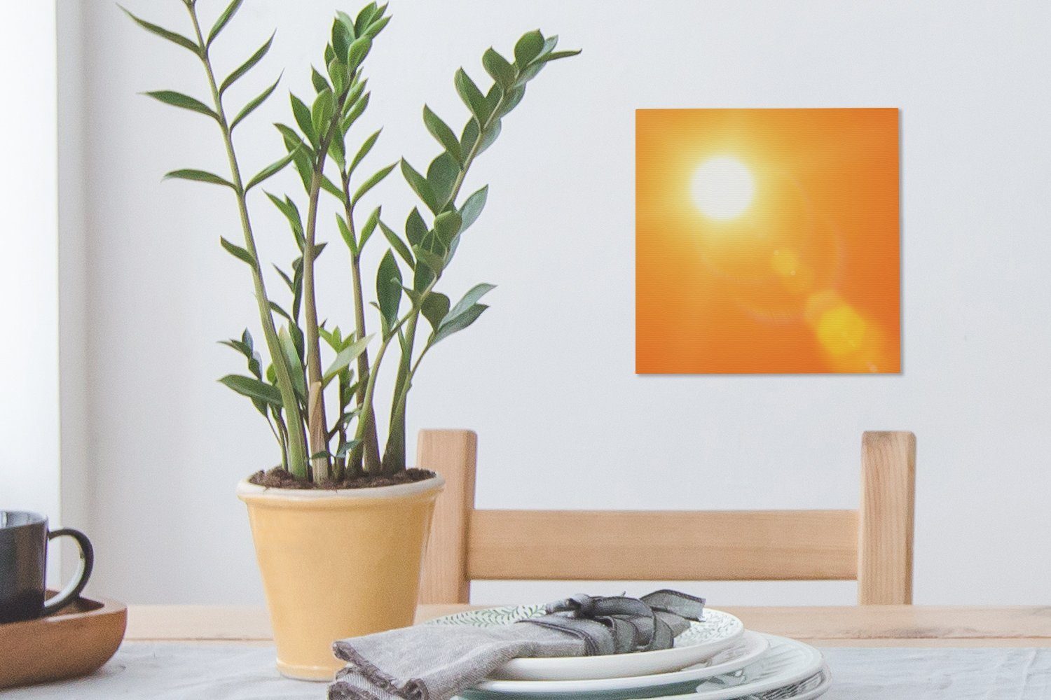 OneMillionCanvasses® Leinwandbild Orangefarbenes Glühen der Sonne, Fotodruck (1 St), Wandbild, Deko Schlafzimmer Wohnzimmer Flur 20x20 cm – Bild 5 von 5
