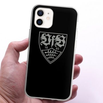 DeinDesign Handyhülle Offizielles Lizenzprodukt VfB Stuttgart VfB Stuttgart schwarz, Apple iPhone 12 Silikon Hülle Bumper Case Handy Schutzhülle