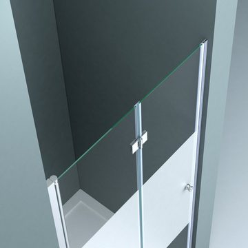 doporro Dusch-Falttür Nischentür ESG-Glas Teilsatiniert Easy-Clean-Beschichtung Teramo26, 70x190 cm, Einscheibensicherheitsglas
