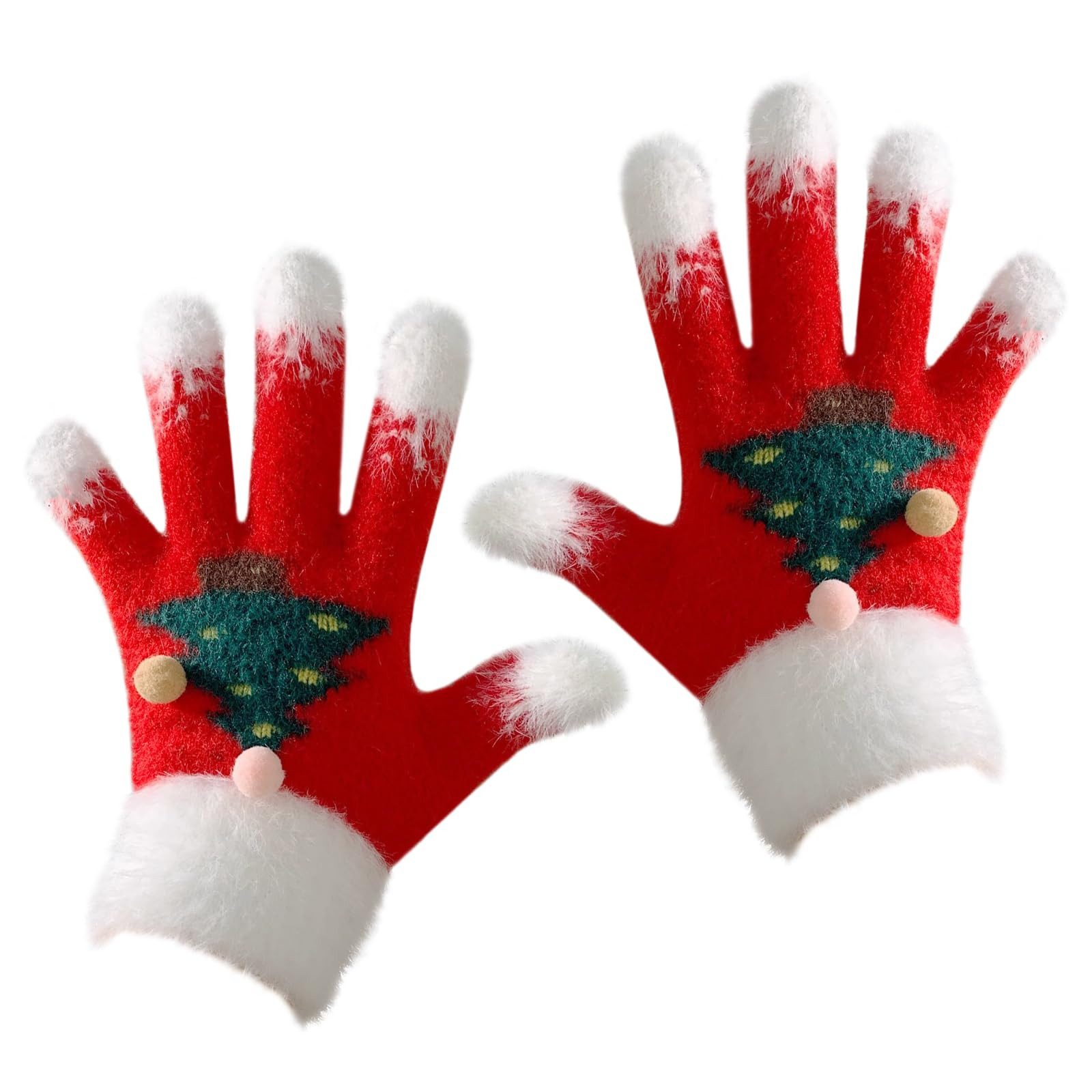 FOUORTUNATE-BEE Baumwollhandschuhe Weihnachts-Handschuhe Damen Winter, Fleecegefütterte warme Geschenke (Winter-Handschuhe mit Fleecefutter für Damen, Herren und Kinder)
