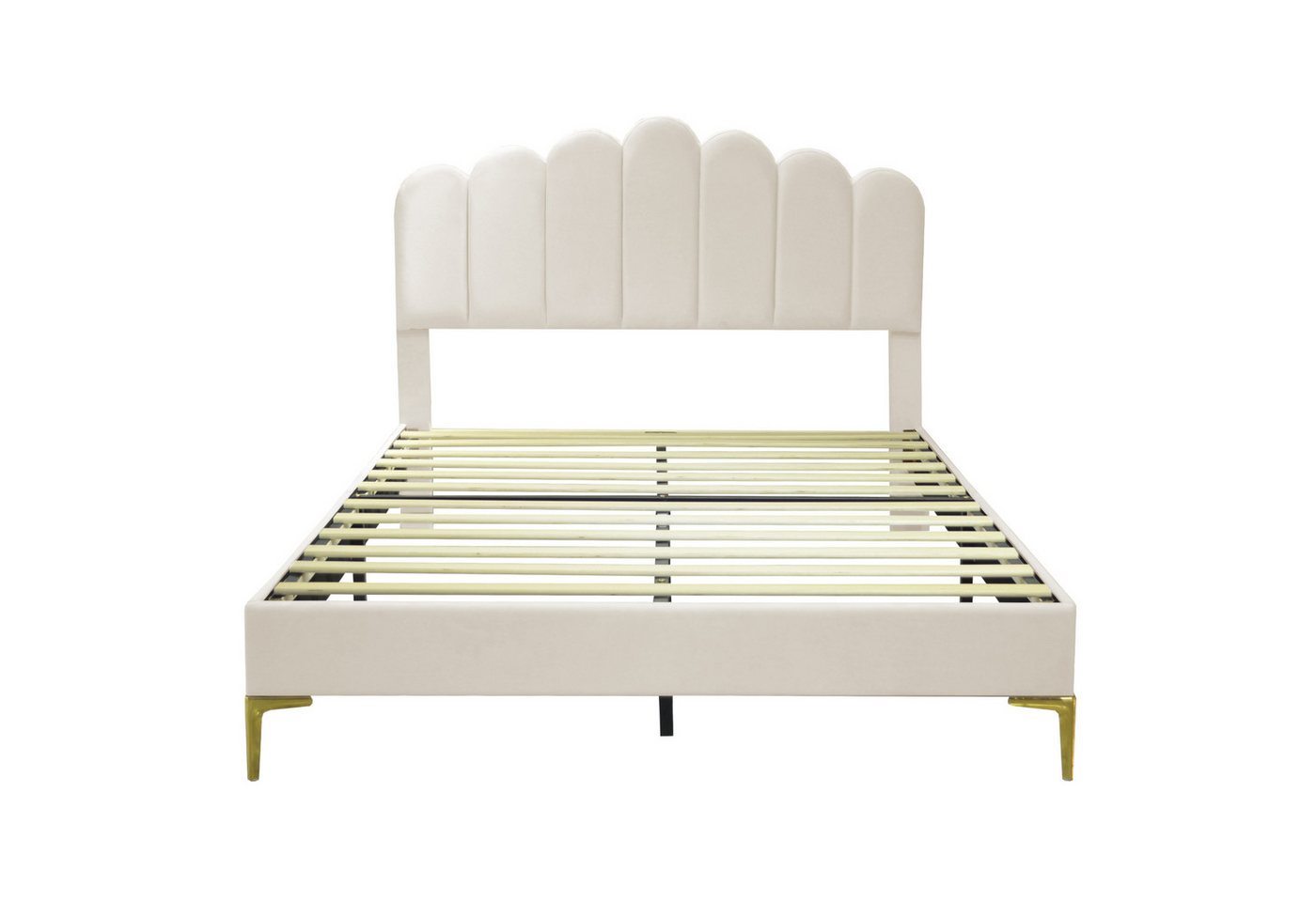 Celya Polsterbett Doppelbett 140 x 200 cm, Bettgestell mit Kopfteil und Lattenrost, Erwachsenen-Jugendbett-Gästebett in hautfreundlichem Samtstoff
