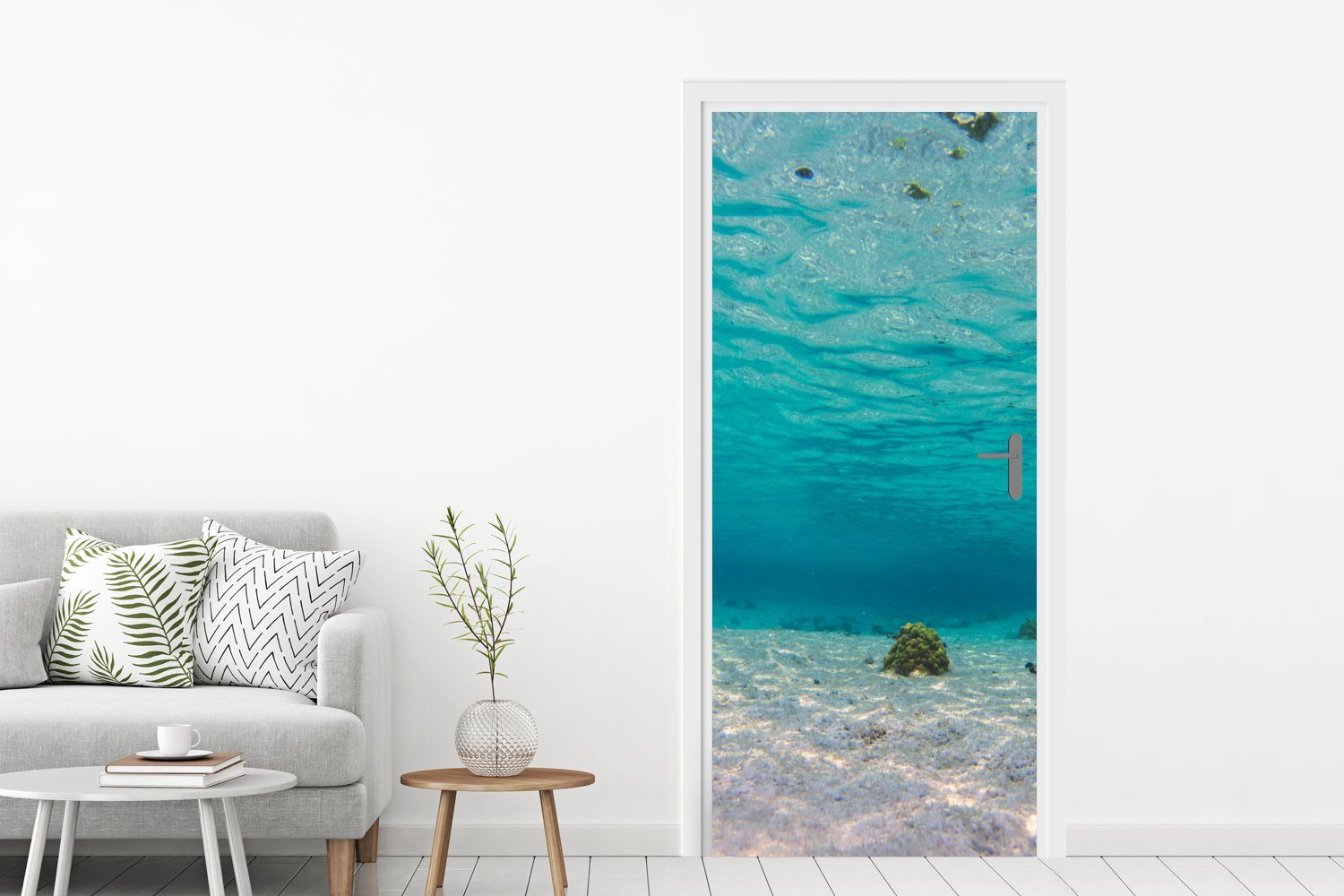 Türtapete Tür, Reef bedruckt, St), wunderschöne für Matt, von in Glover's 75x205 Belize, cm Fototapete Das Meer Türaufkleber, MuchoWow (1