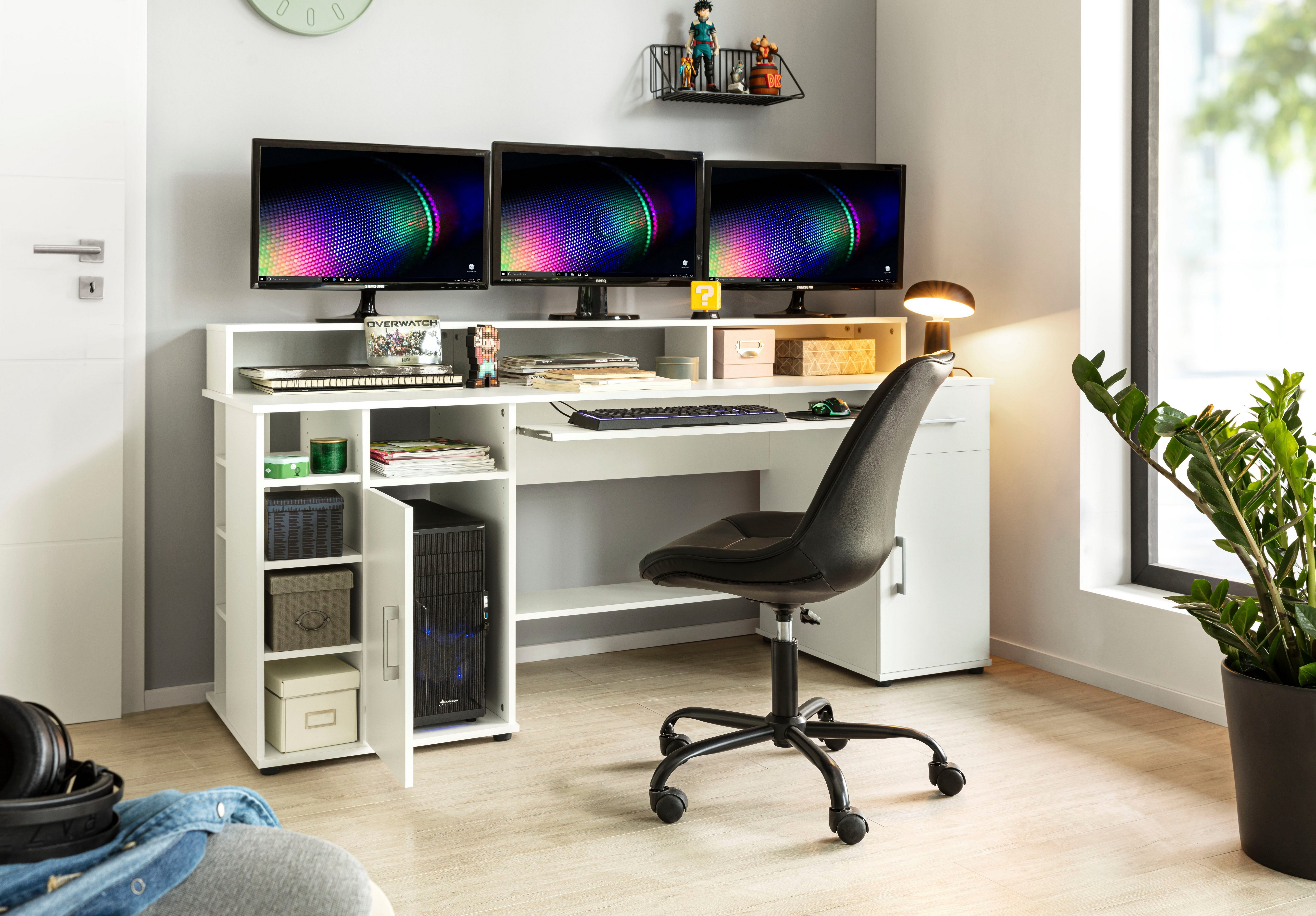 VOGL Möbelfabrik Schreibtisch Timra mit Monitoraufsatz, Tastaturauszug & Towerfach, Breite 154 oder 178 cm, Made in Germany – Bild 5 von 5
