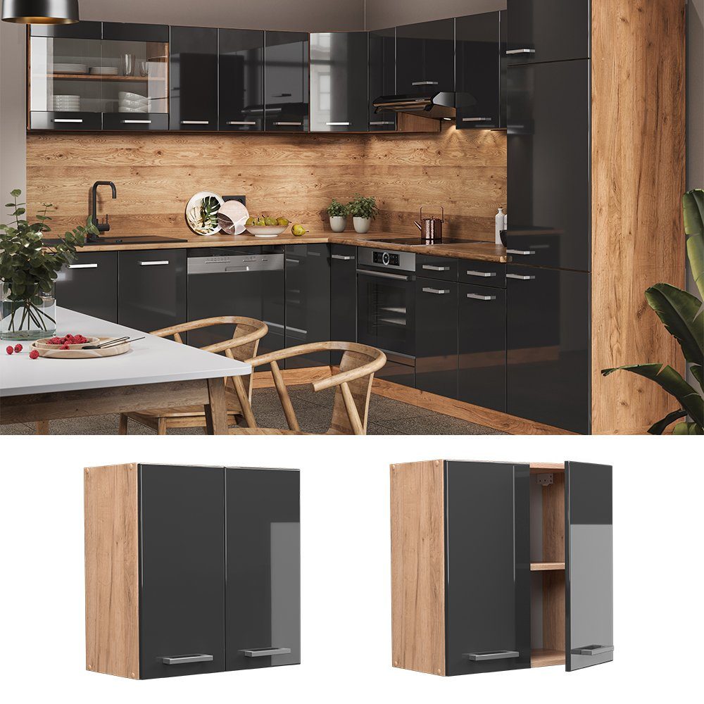 Vicco Hängeschrank R-Line, Anthrazit Hochglanz/Goldkraft Eiche, günstig online kaufen