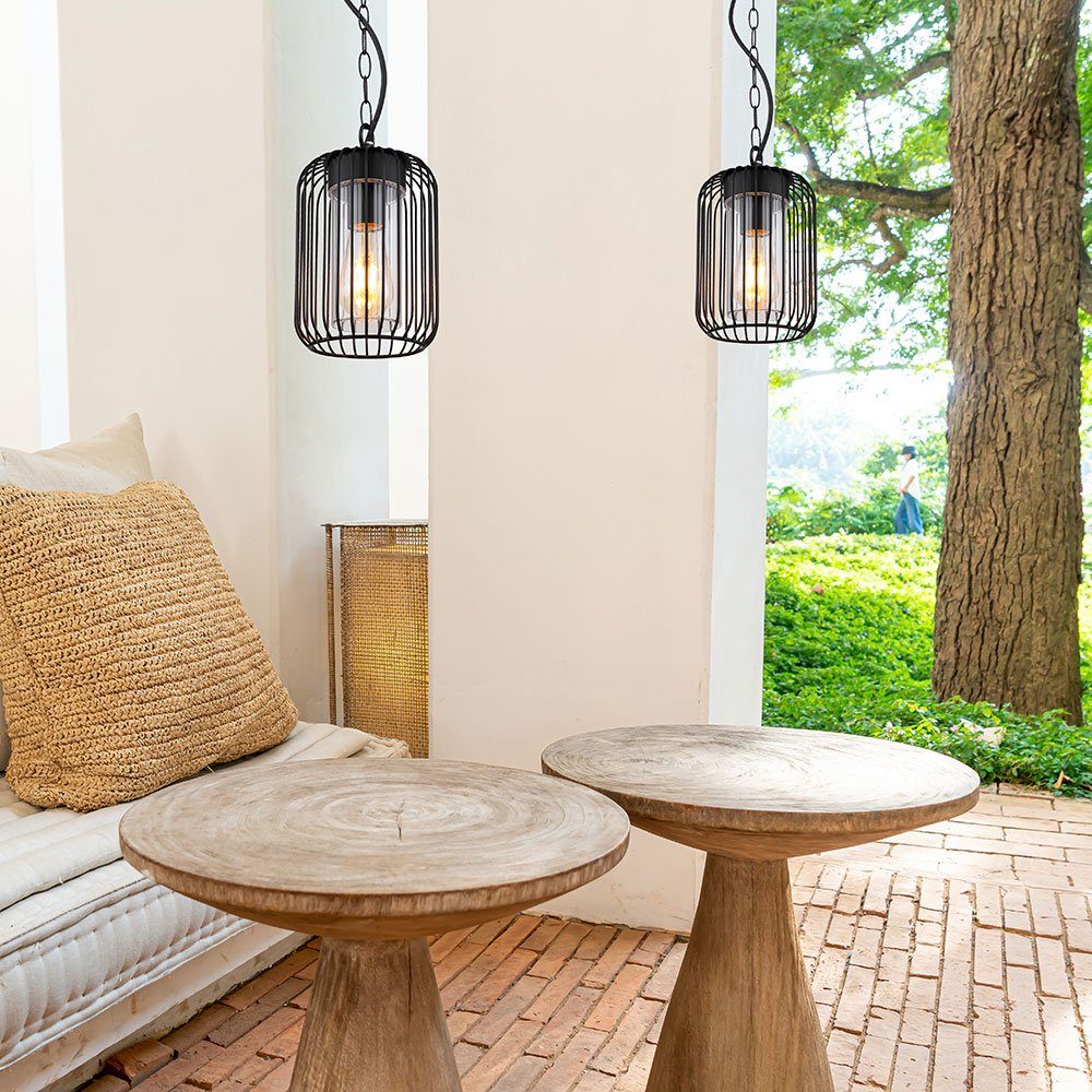 GLOBO LIGHTING Außen-Deckenleuchte, Leuchtmittel inklusive, Warmweiß, LED Pendellampe Außenleuchte Edelstahl schwarz klar H 75,5 cm